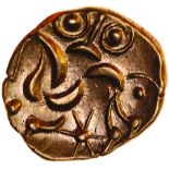 South Ferriby. Full-Face Uniface. c.45-10 BC. Celtic gold stater. 18mm. 5.29.