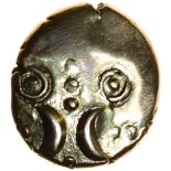 Freckenham Crescents. Moon Faces Type. c.AD25-43. Celtic gold stater. 17mm. 5.43g.