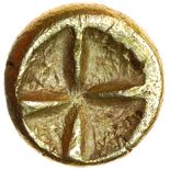 Ringwood Cross. Sills Insular Xf2. c.60-50 BC. Celtic gold quarter stater. 9mm. 1.56g.