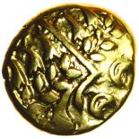Chute. c.65-58BC. Celtic gold stater. 16-18mm. 6.07g.
