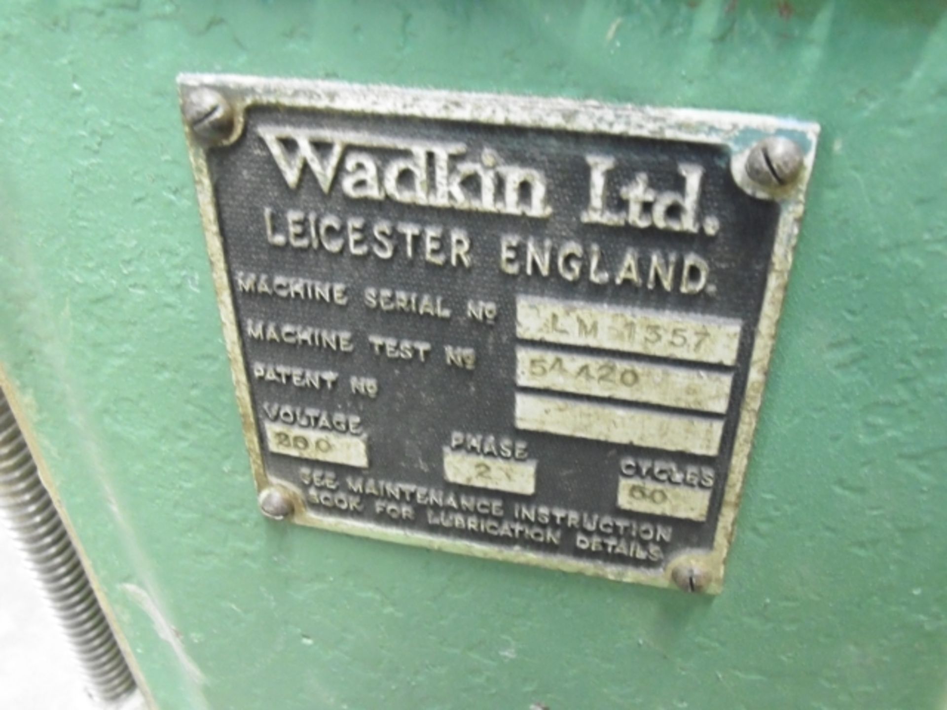 * Wadkin Type LM Vertical Borer; 3 phase; serial number LM1357. Please note there is a £10 plus - Image 3 of 3