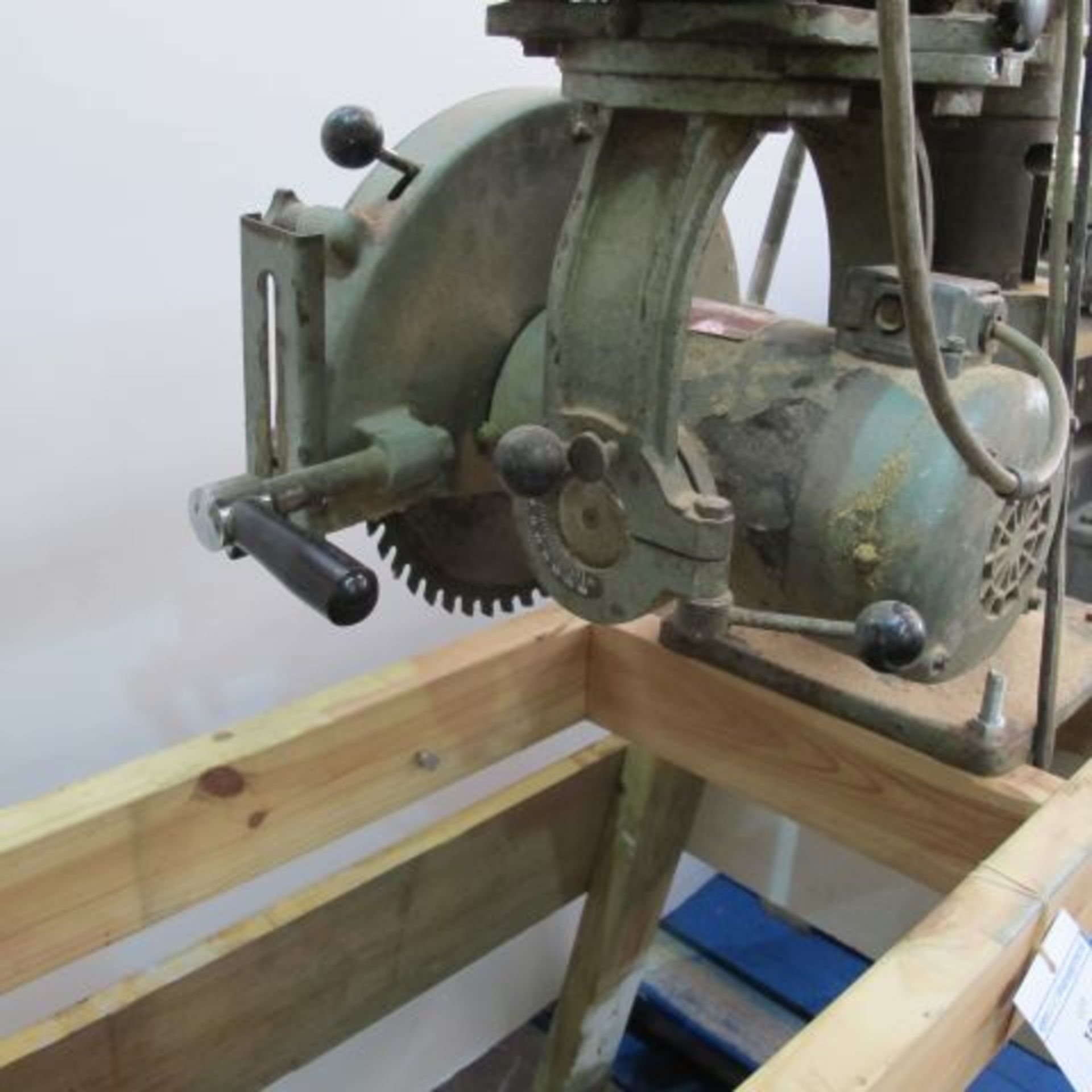 * Multico Model C2/1 14" Cross Cut Saw on Wooden Frame; 240V; serial number 1347. - Image 2 of 3