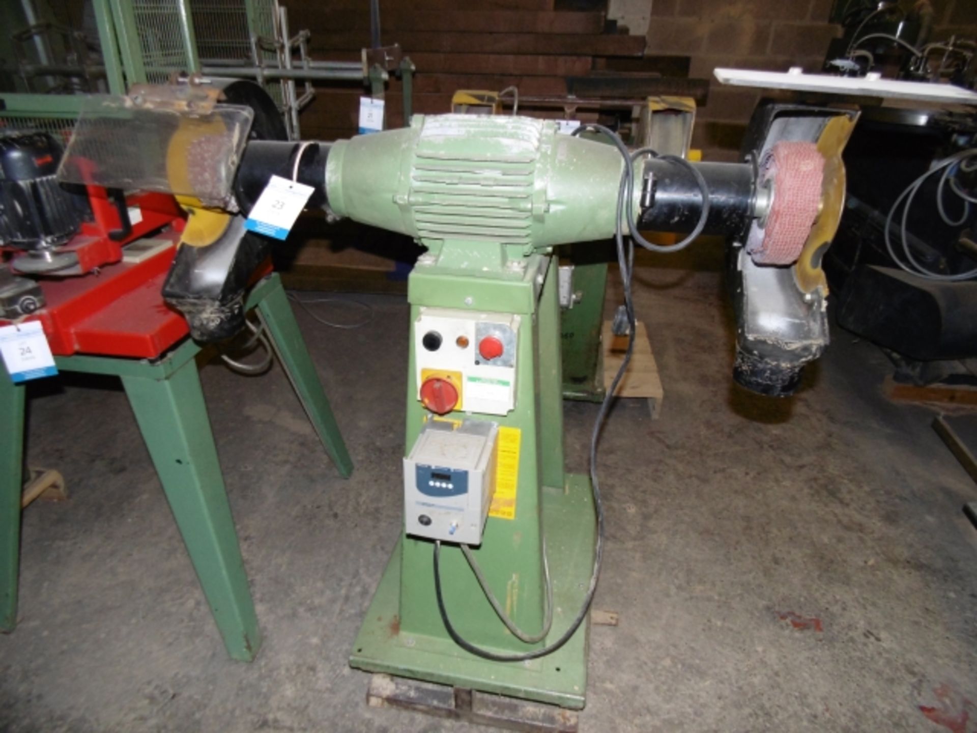 * 240v Double Ended Pedestal Sander. Please note there is a £10 plus VAT Lift Out Fee on this lot.