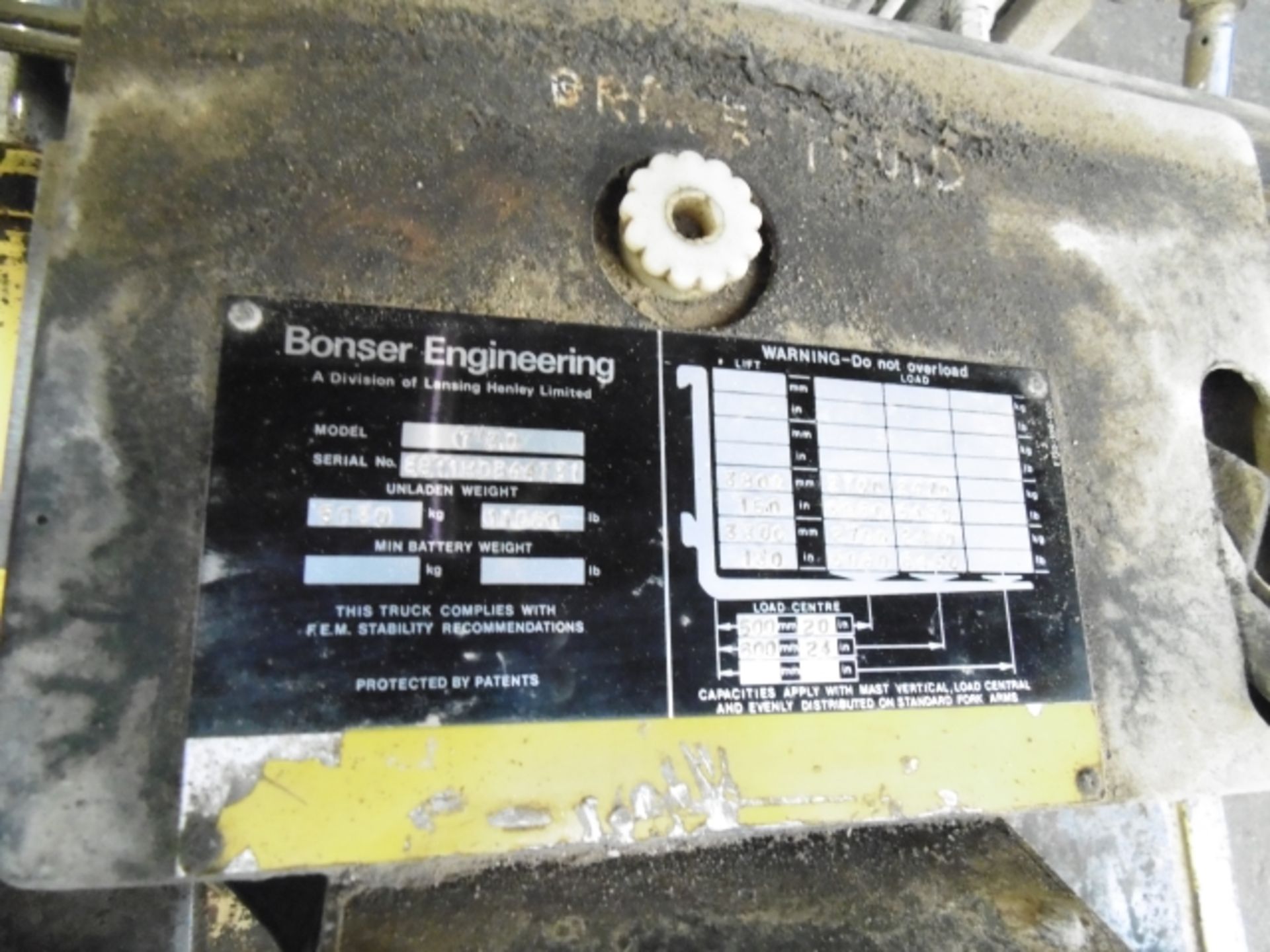 * Bonser 3 Ton Diesel Forklift Truck; lift height 3800mm; 7200 recorded hours; model 7'3.0; serial - Image 5 of 7