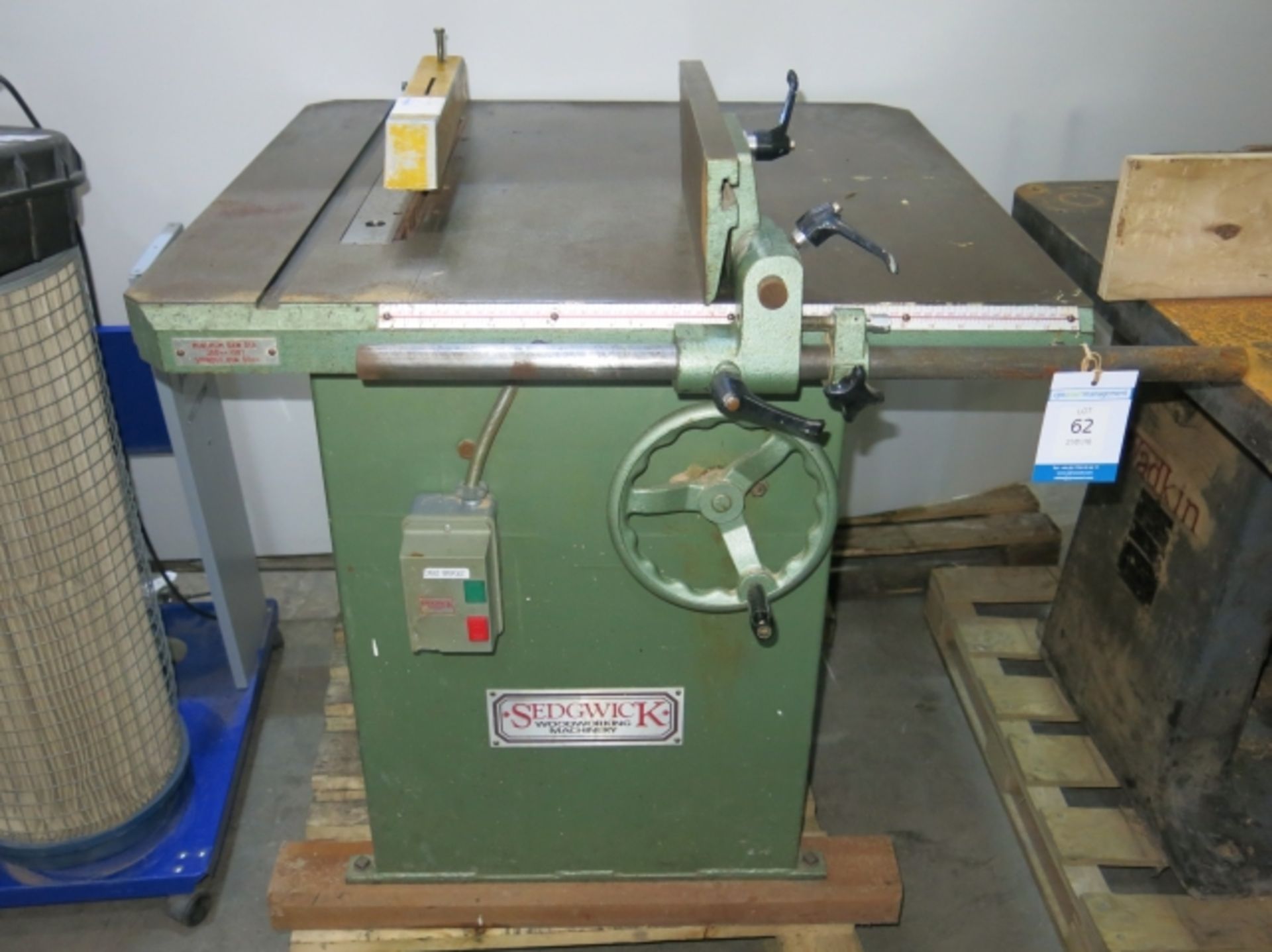 * Sedgwick Circular Saw Bench; min saw diameter 250mm; spindle diameter 30mm; 3 phase. Please note