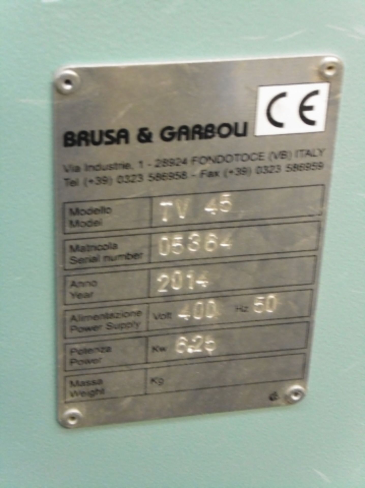 * 2014 Brusa & Garboli Model TV45 Round Doweler Milling Machine; 3 phase - 6.25kw; serial number - Image 7 of 8