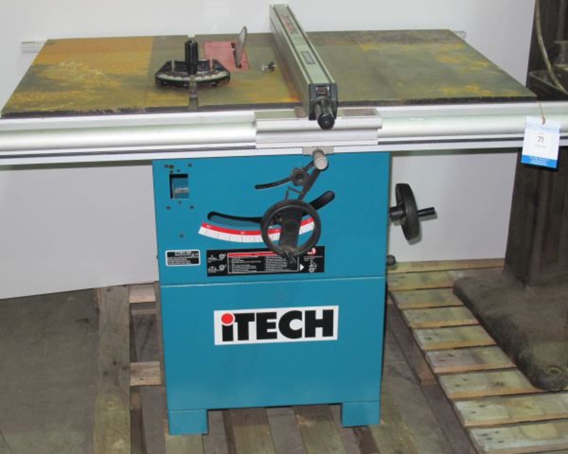 * Itech 10'' Table Saw; model number MJ2325B; blade diameter 254mm; please note needs rewiring.