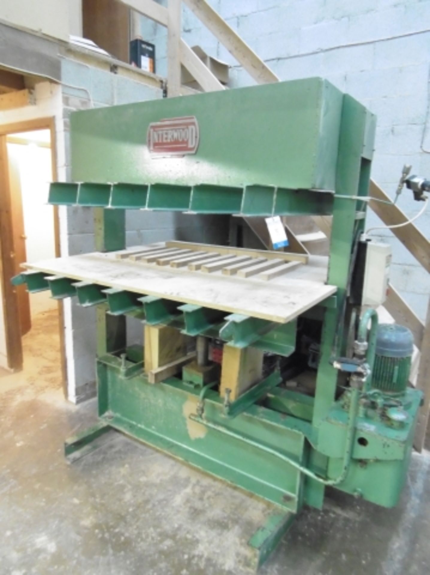 * Interwood Hydraulic Veneer Press; pressing area 1400 x 1300mm; 3 phase. Please note there is a £30