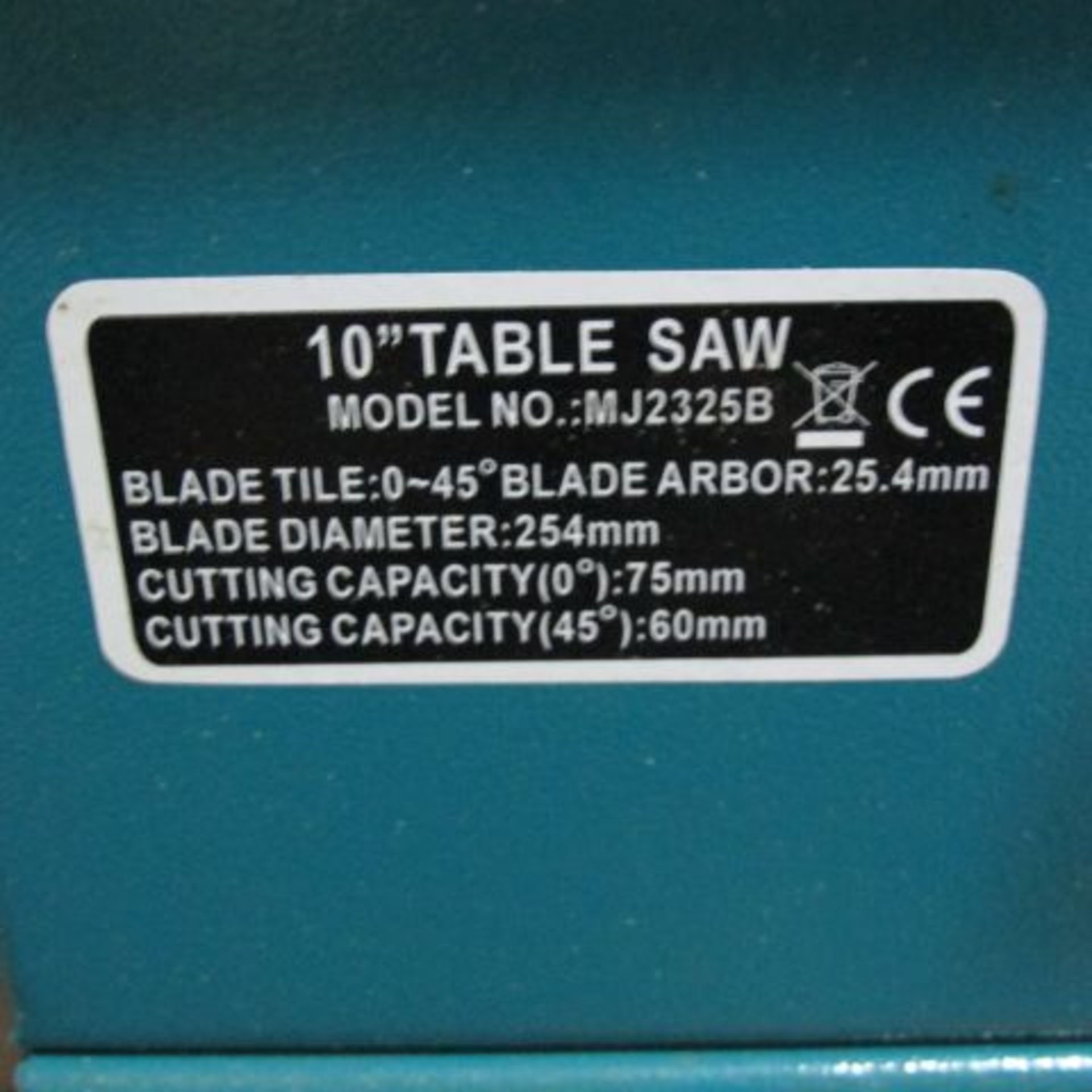 * Itech 10'' Table Saw; model number MJ2325B; blade diameter 254mm; please note needs rewiring. - Image 2 of 2