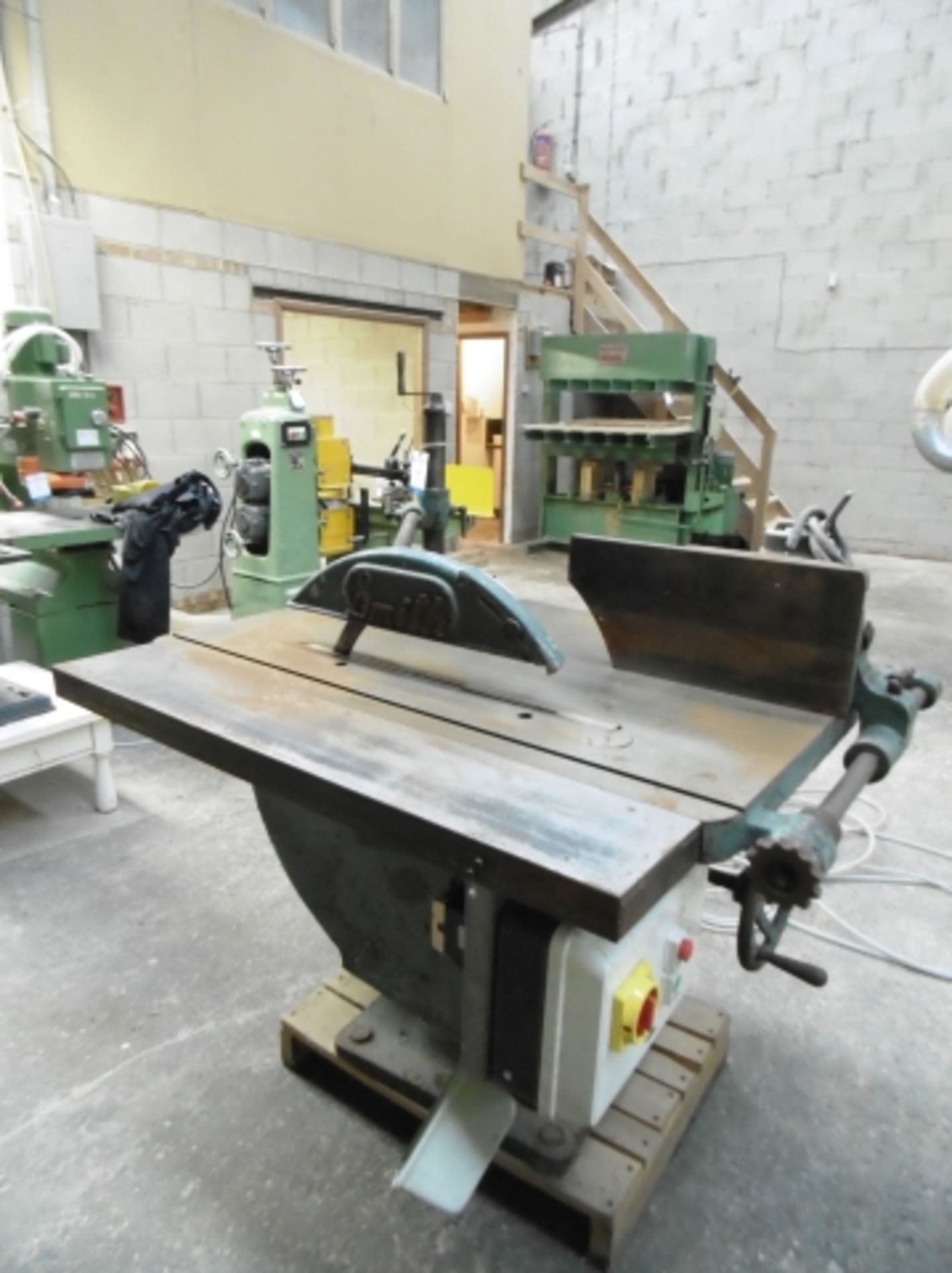 * Smith Circular Saw Bench; table size 1180 x 1000mm; 3 phase; spares or repair. Please note there