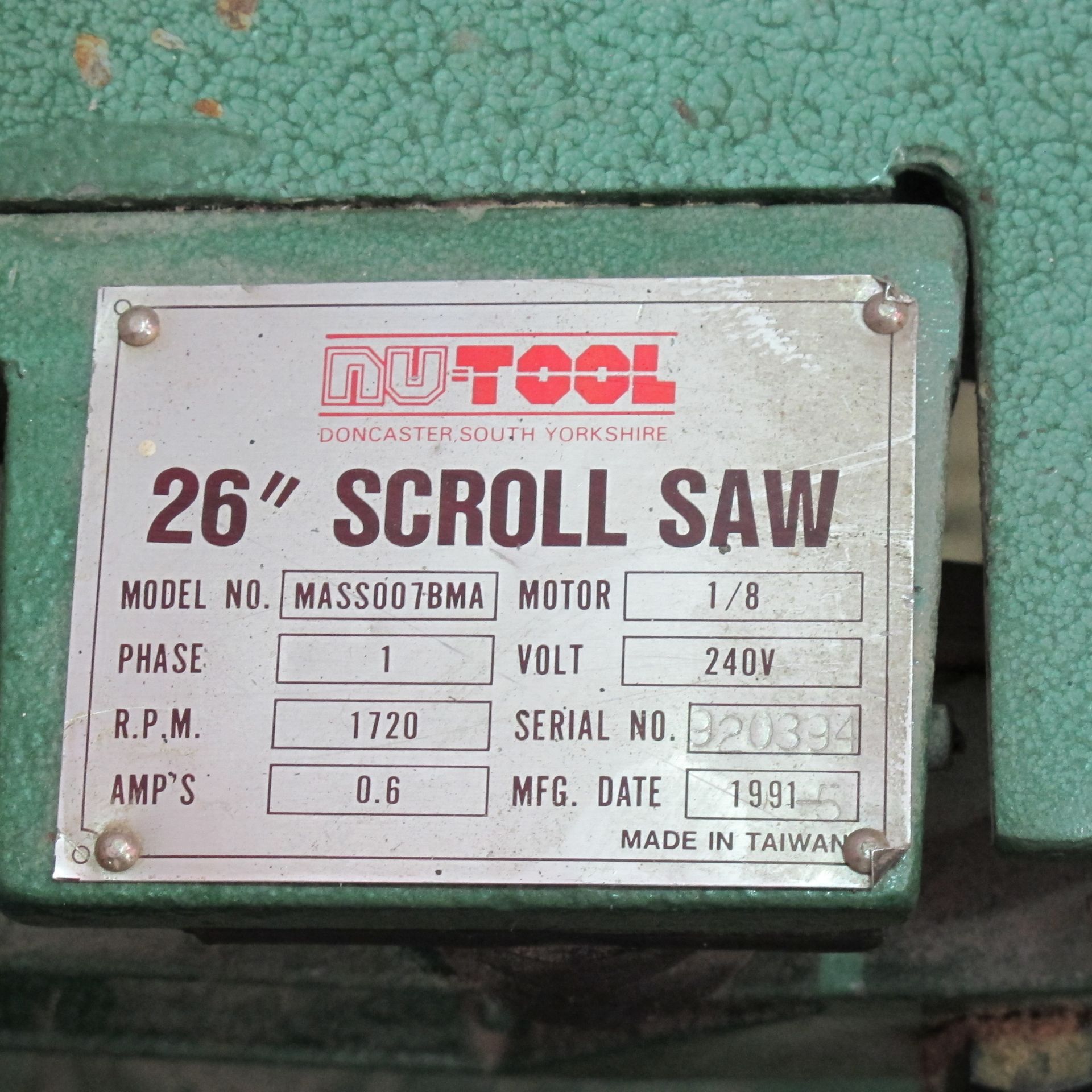 * Nutool 26'' Scroll Saw; model number MASSOO 7BMA; 240V; serial number 920394. Please note there is - Image 2 of 2