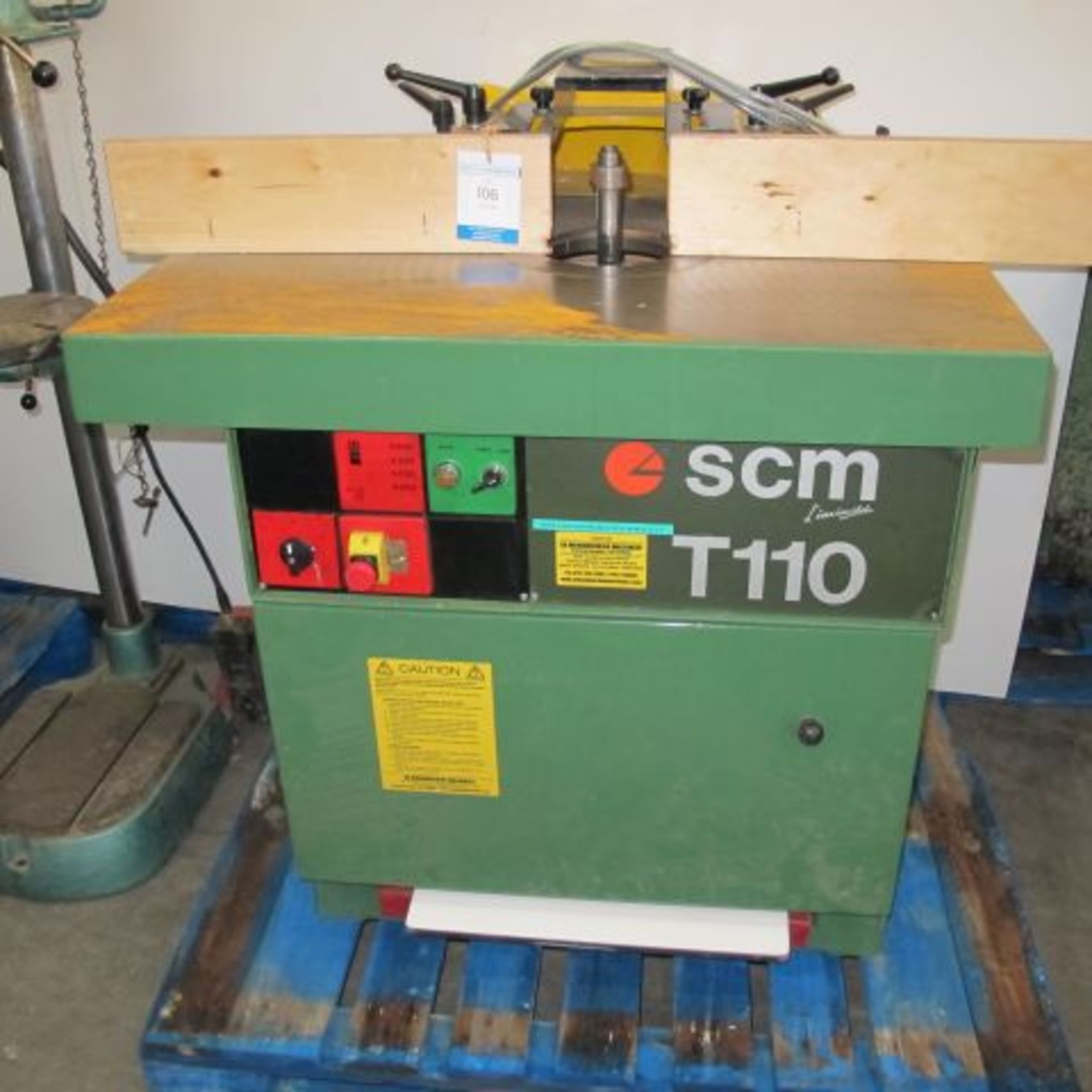 * SCM Model T110 Spindle Moulder; 3 phase; serial number KF 231084. Please note there is a £5 plus