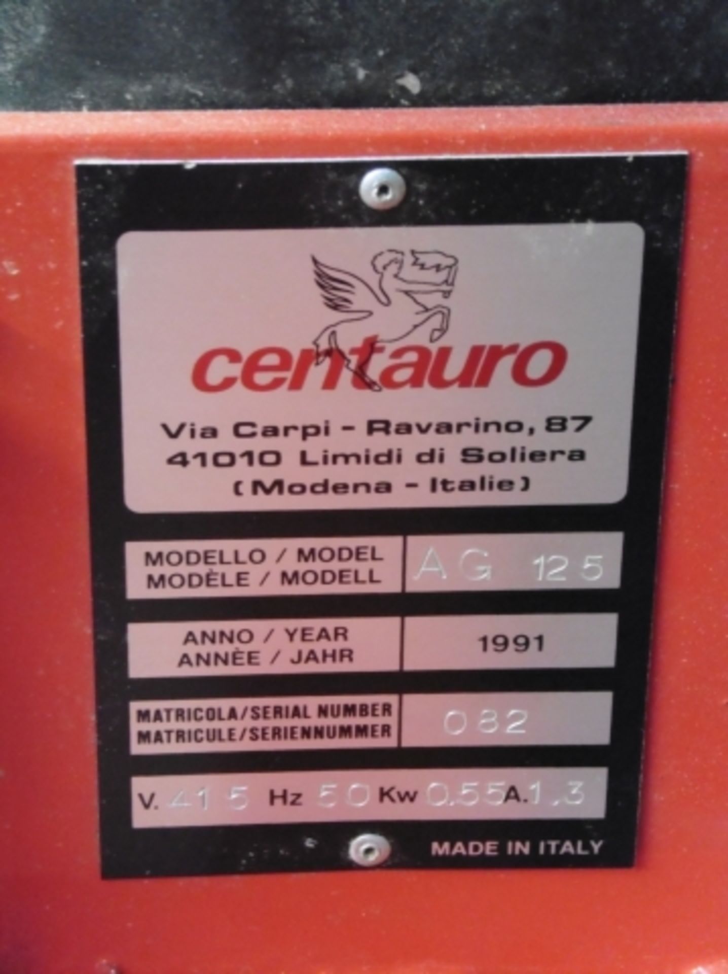 * Centauro Model AG125 Swing Head Router c/w stand; 3 phase; serial number 082. Please note there is - Image 3 of 3