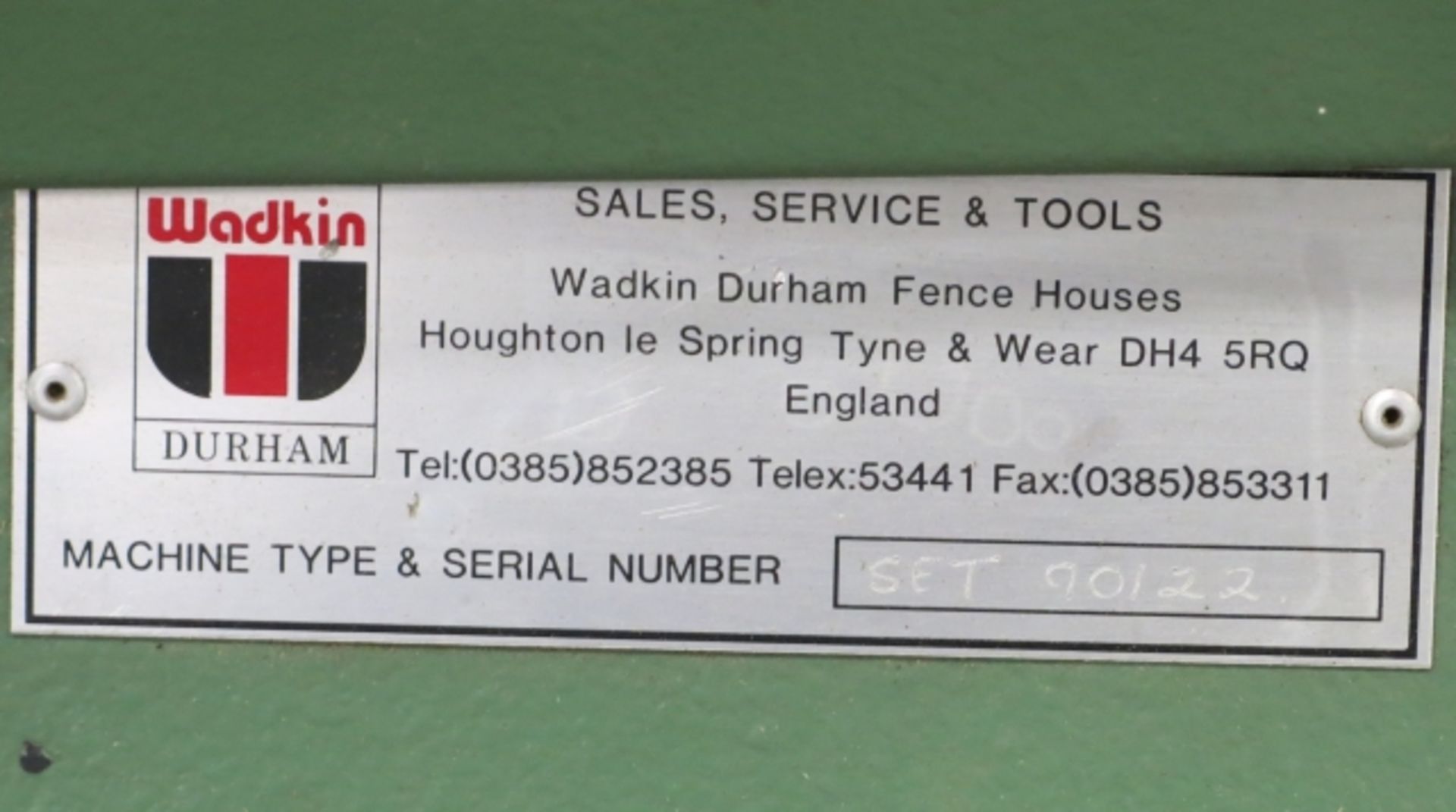 * Wadkin Type Set Single End Tenoner; 3 phase; serial number 90122. Please note there is a £5 plus - Image 3 of 4