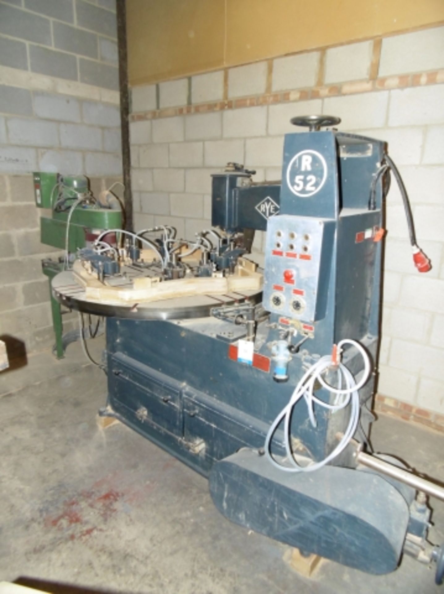 * Rye Engineering Model R52 Rotary Shaper with 8-Station Carousel and Belt Sander Attachment; 3