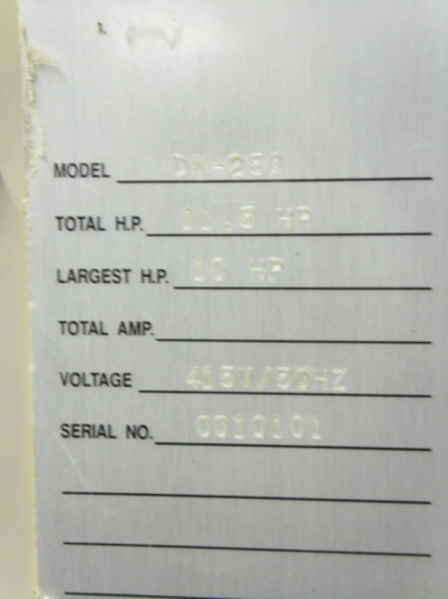* Sahara Model DW-25A Through Feed Top Sander; max width 600mm; 3 phase; serial number 0010101. - Image 5 of 6