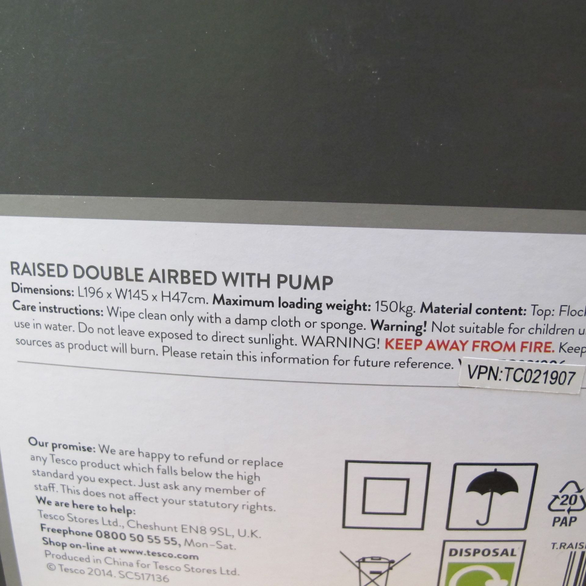 * A lot to include a raised single airbed with pump (47cm x 97cm x 196cm, max weight 75kg), a raised - Image 3 of 7