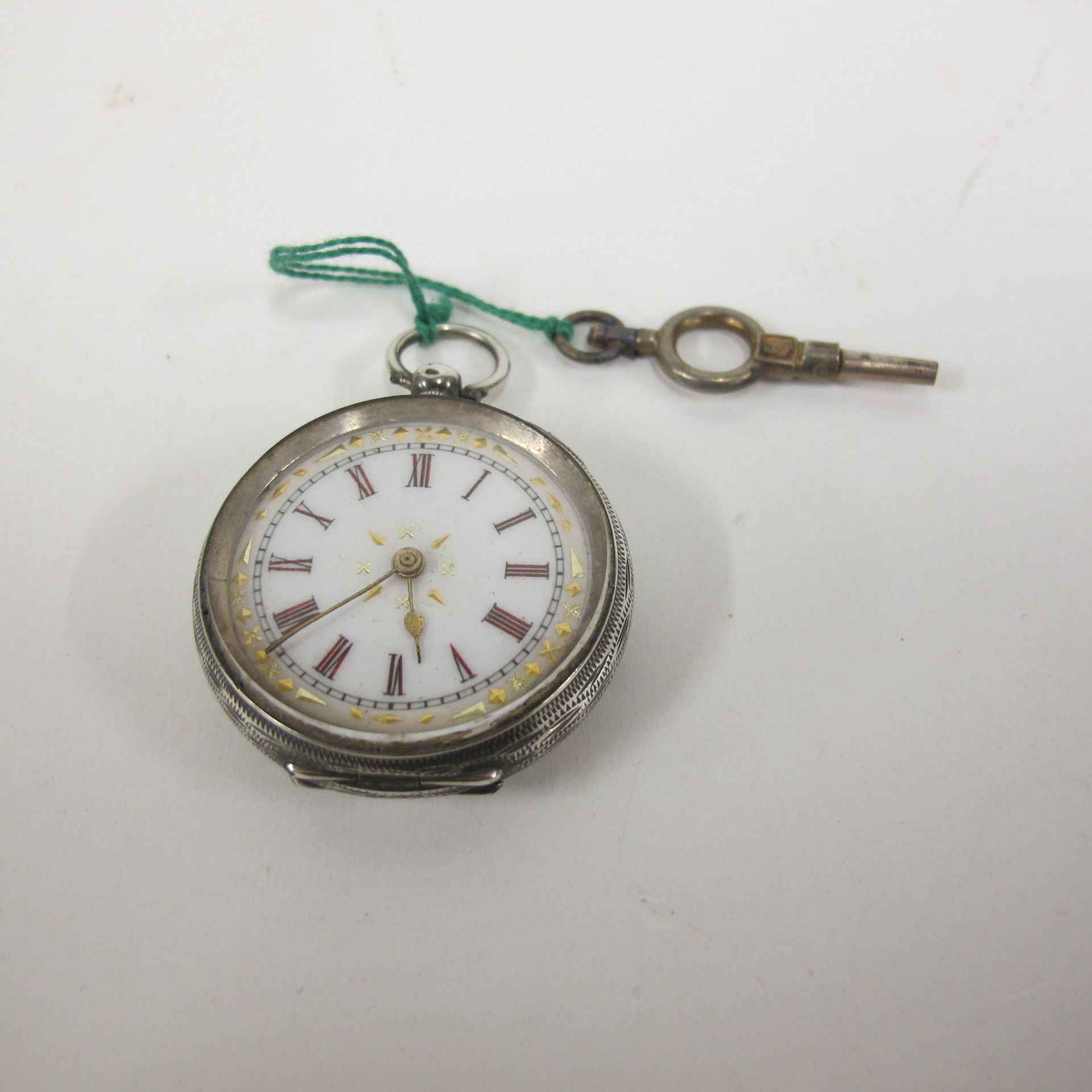 Antique Swiss Silver Fob Watch in a Tortoiseshell Antique Case (est £80-£120) - Image 3 of 7