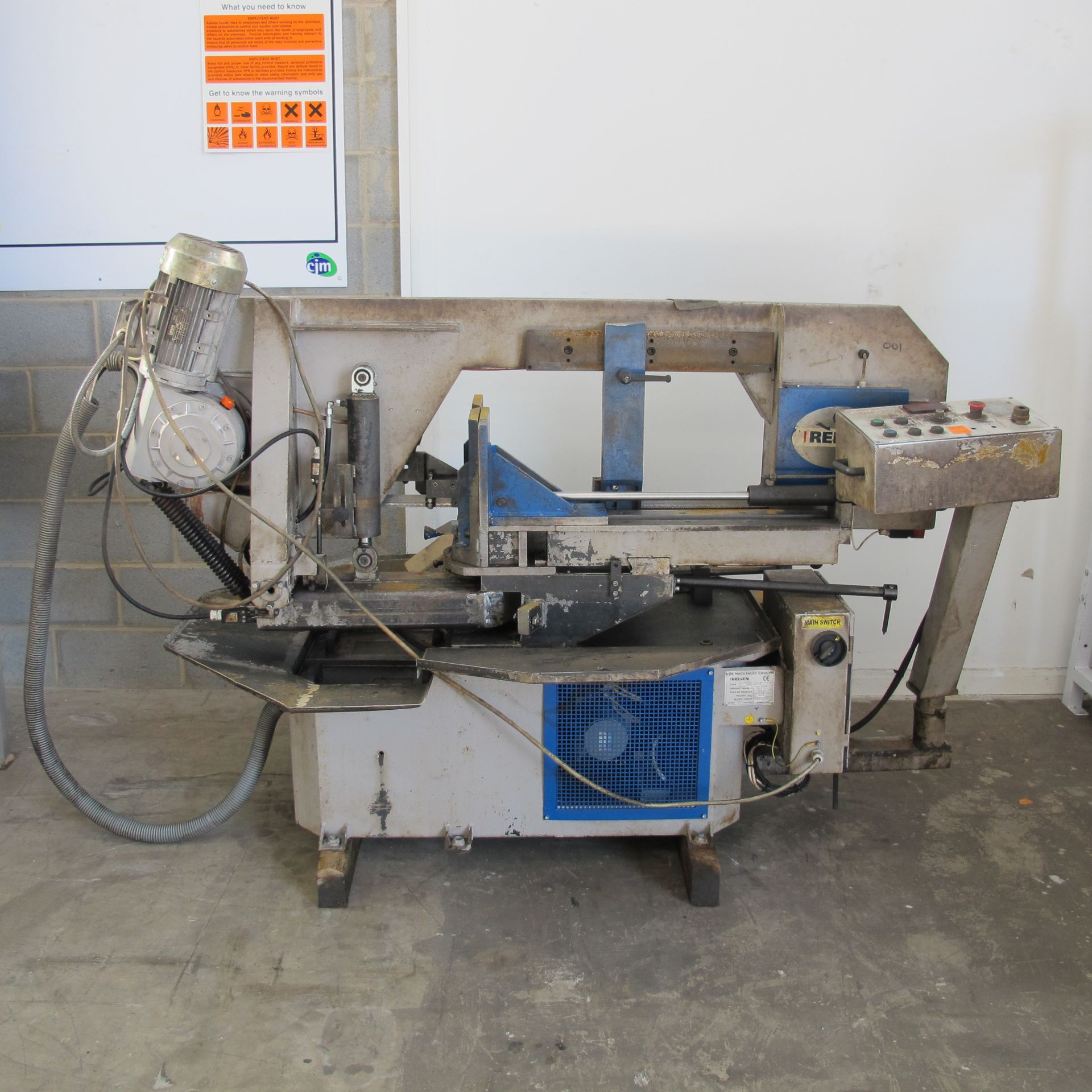 * 2007 Reisen Model 550 DGSA Semi-Automatic Double Mitre Bandsaw; hydraulic vice; cuts 350mm