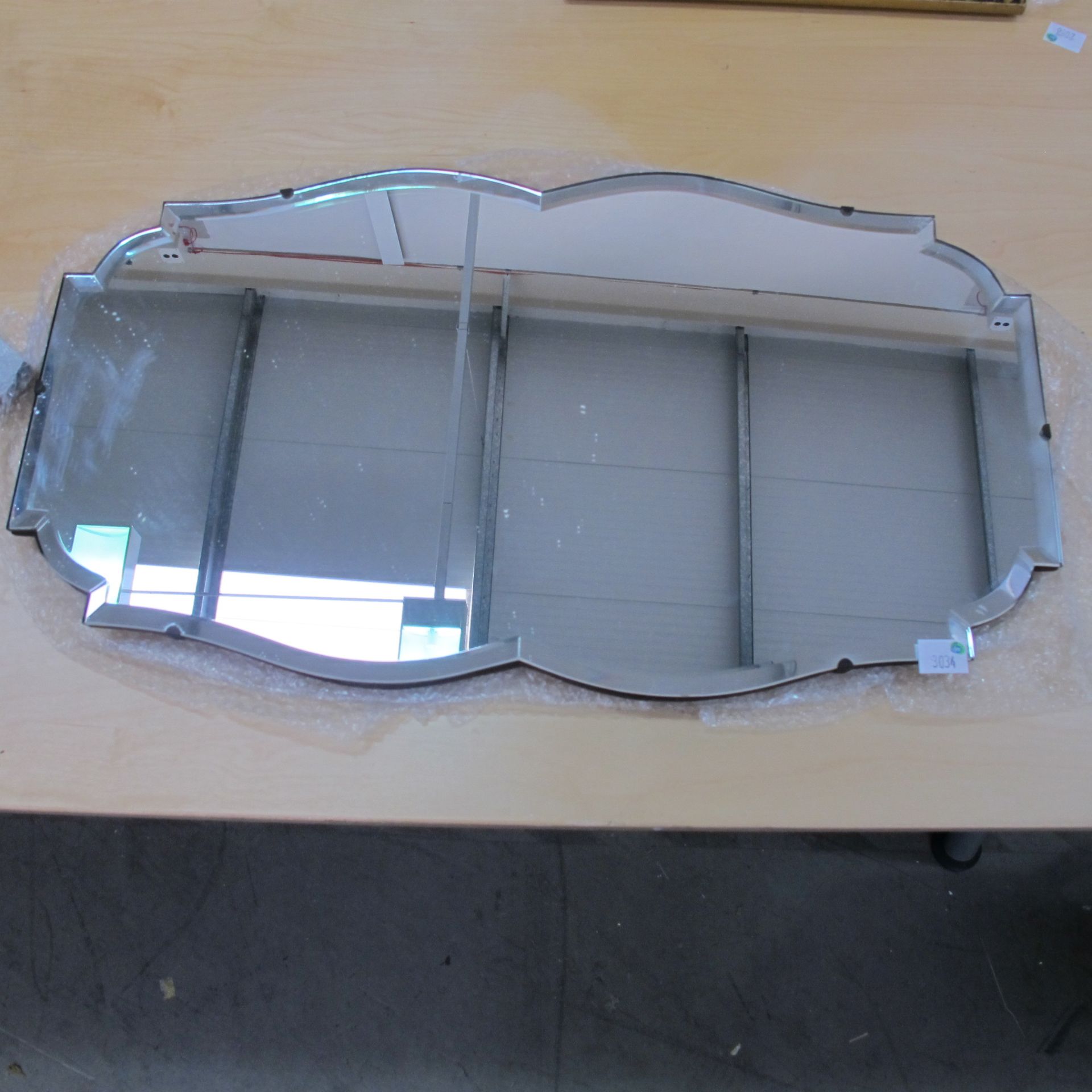 * 2 x frameless mirrors with bevelled edge and different designs: 39cm x 69cm and 38cm x 68cm. - Image 2 of 3