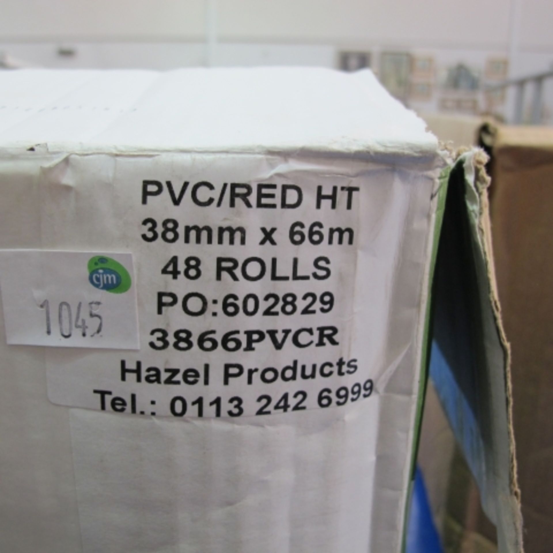 Industrial: one box of PVC/Red HT Tape. 38mm wide x 66m long ( qty 48 rolls) (est £15-£30) - Image 3 of 4
