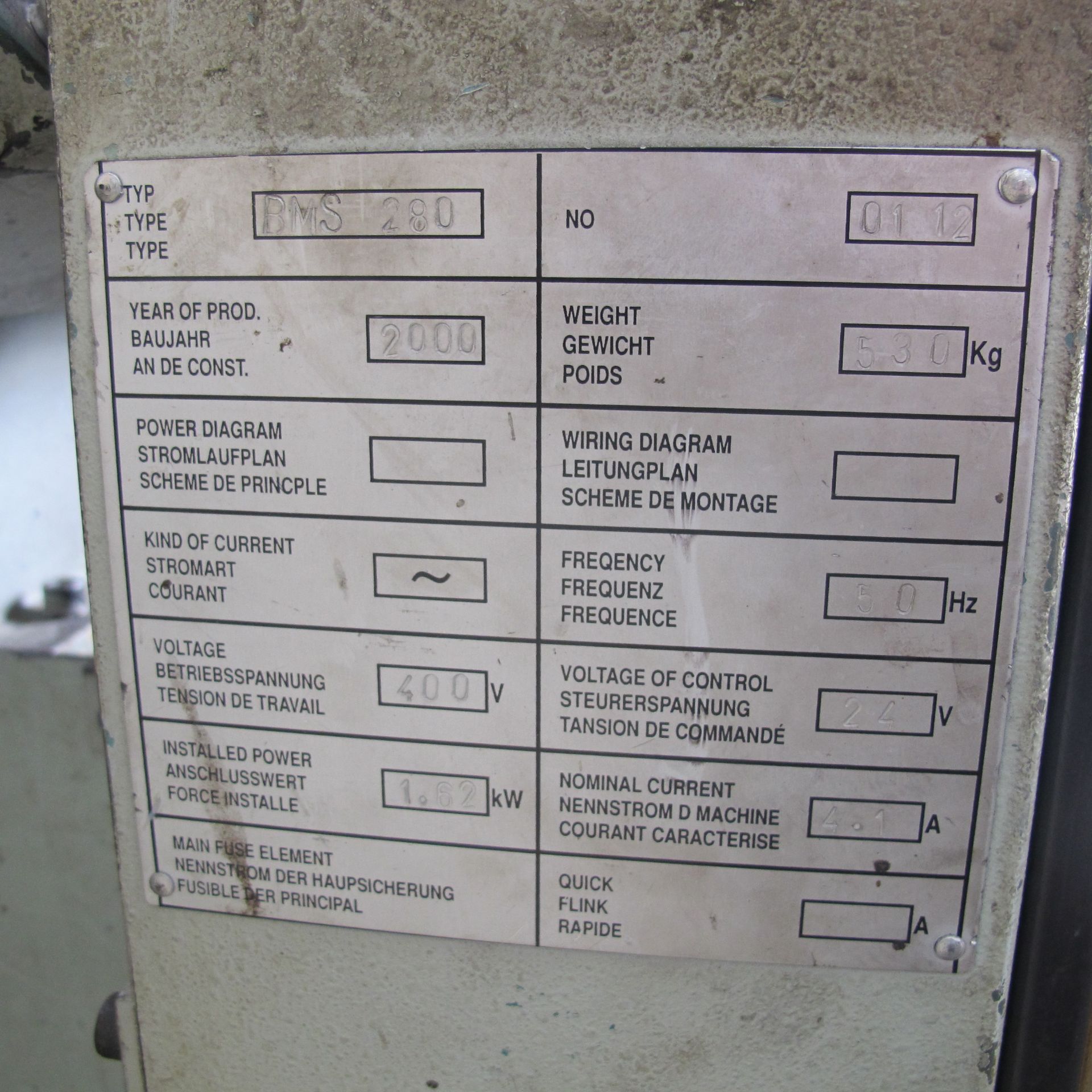 * 2000 Sterling Model BMS 280 Bandsaw; 3 phase, serial number 0112. Please note there is a £10 + VAT - Image 6 of 6