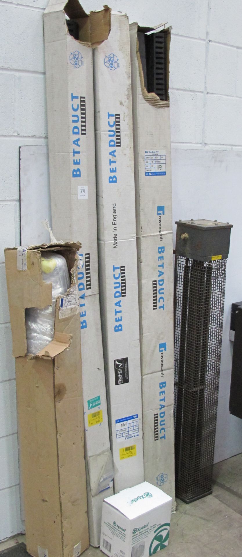 3 x packs of Beta Duct Electrical Ducting, a Heatex Limited Floor Heater, insulated flue and and