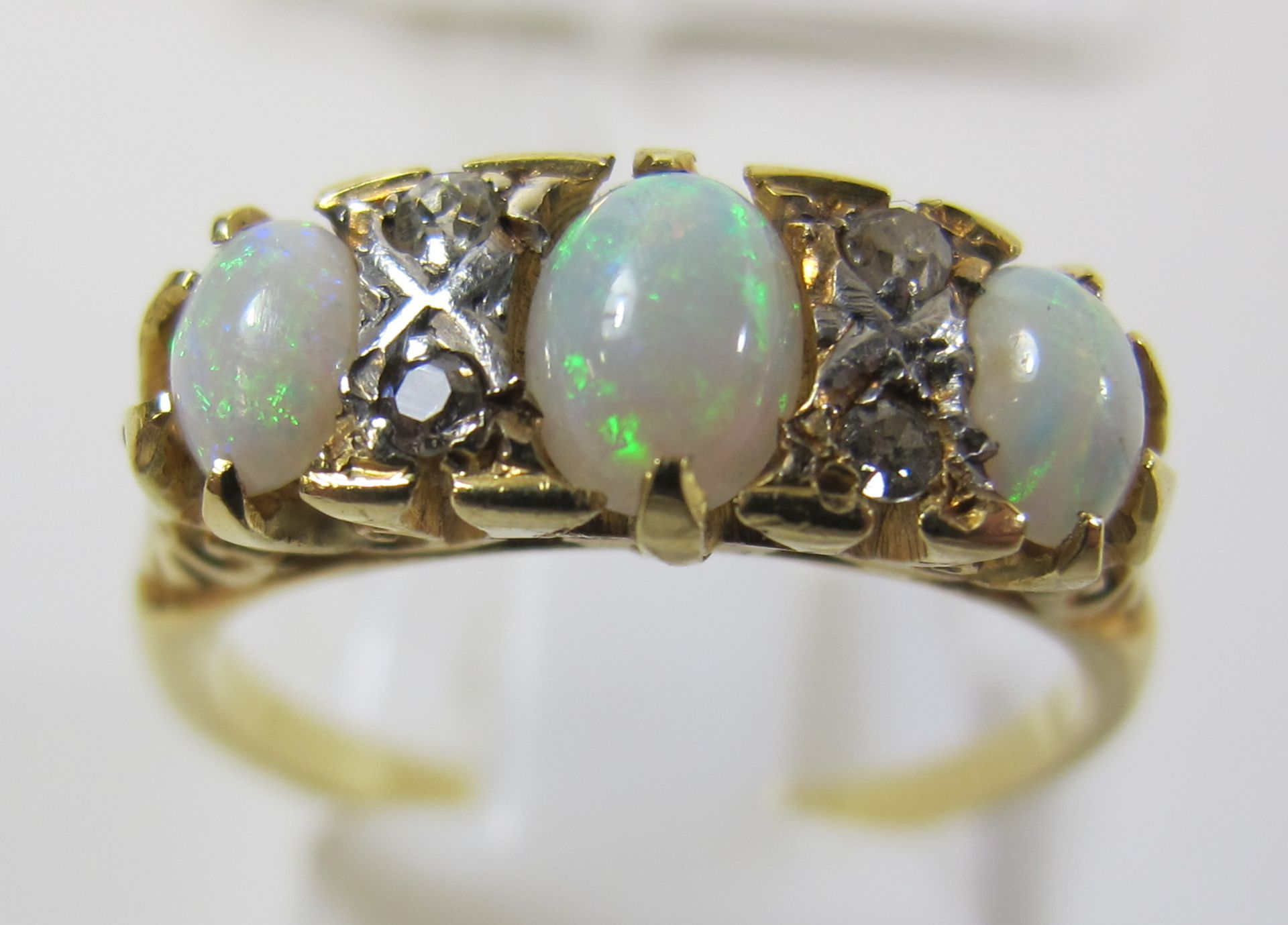 An 18ct gold vintage opal and diamond ring, size L (est £300-£600) - Image 2 of 2
