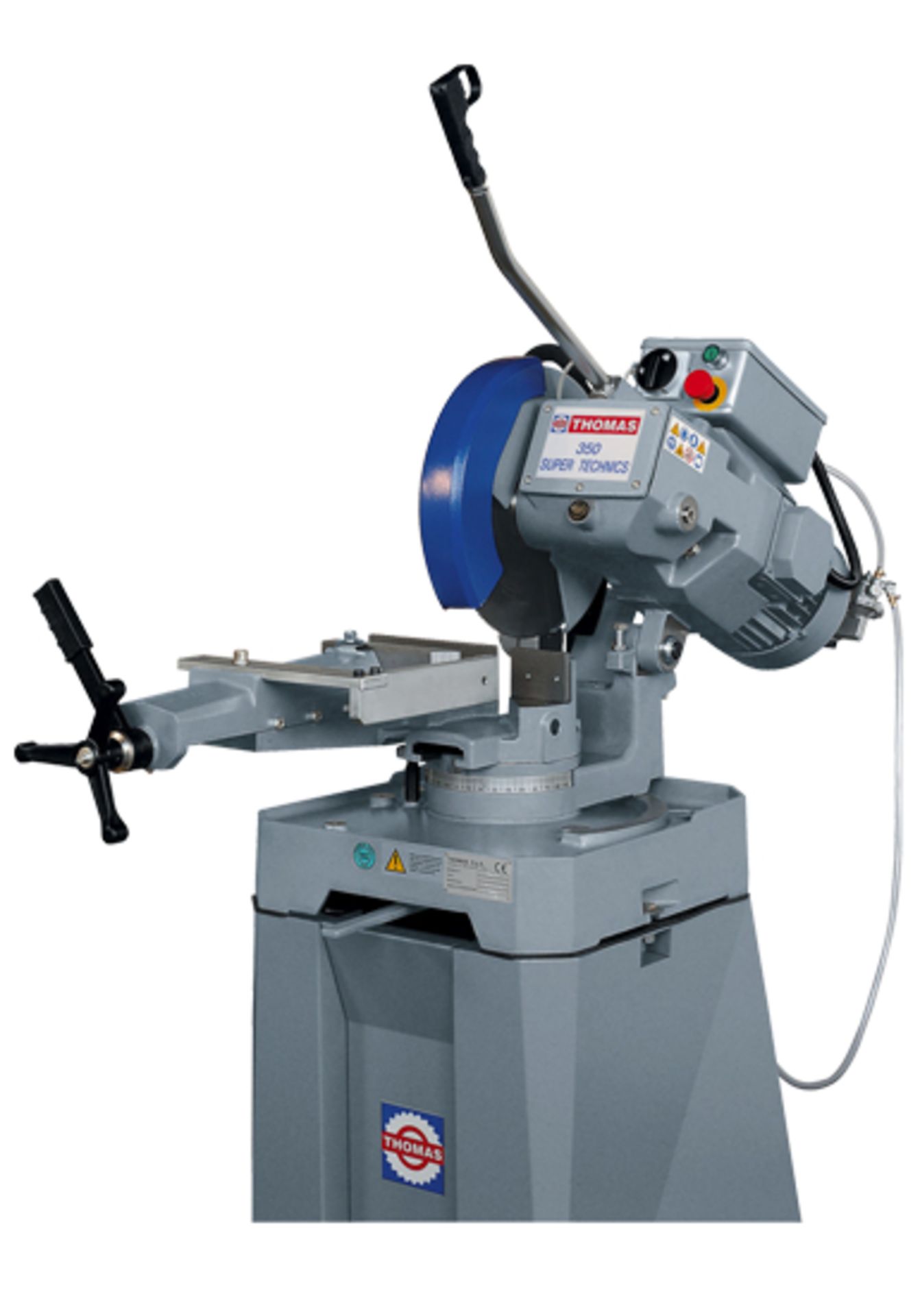 * New (cancelled order) Thomas Super technics 350 415 Volt Pull Down Manual Chop Saw & Stand; fitted