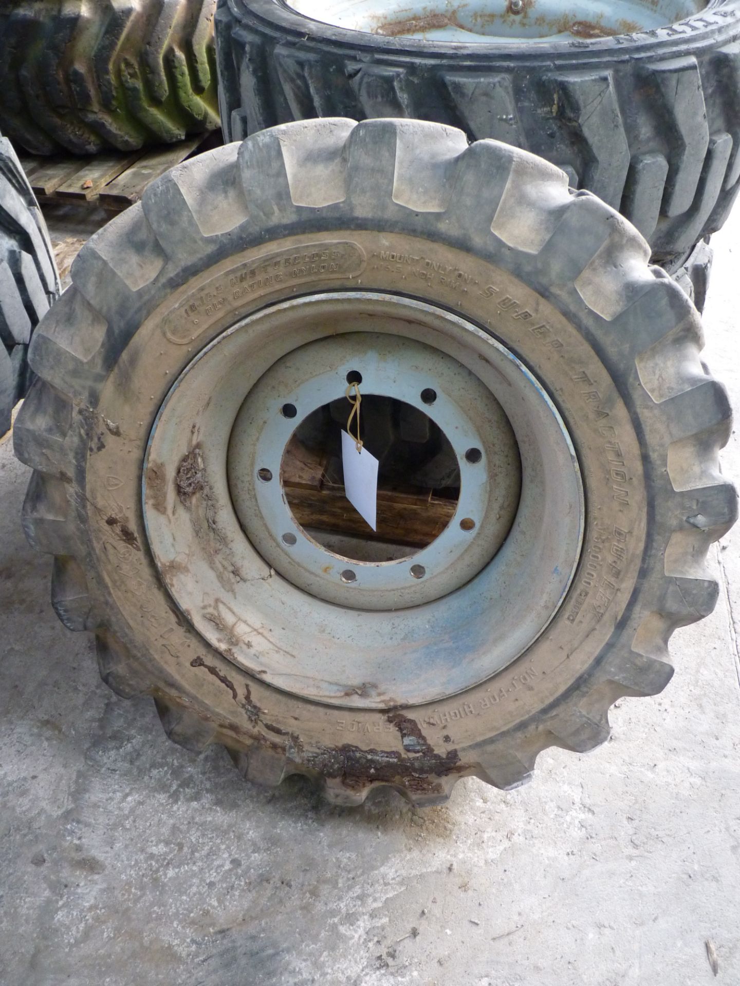 * Pair of Foam Filled OTR Tyres and Rims. 305-546, 9-stud, rim centre diameter 200mm. One 10-16.5, - Image 2 of 3