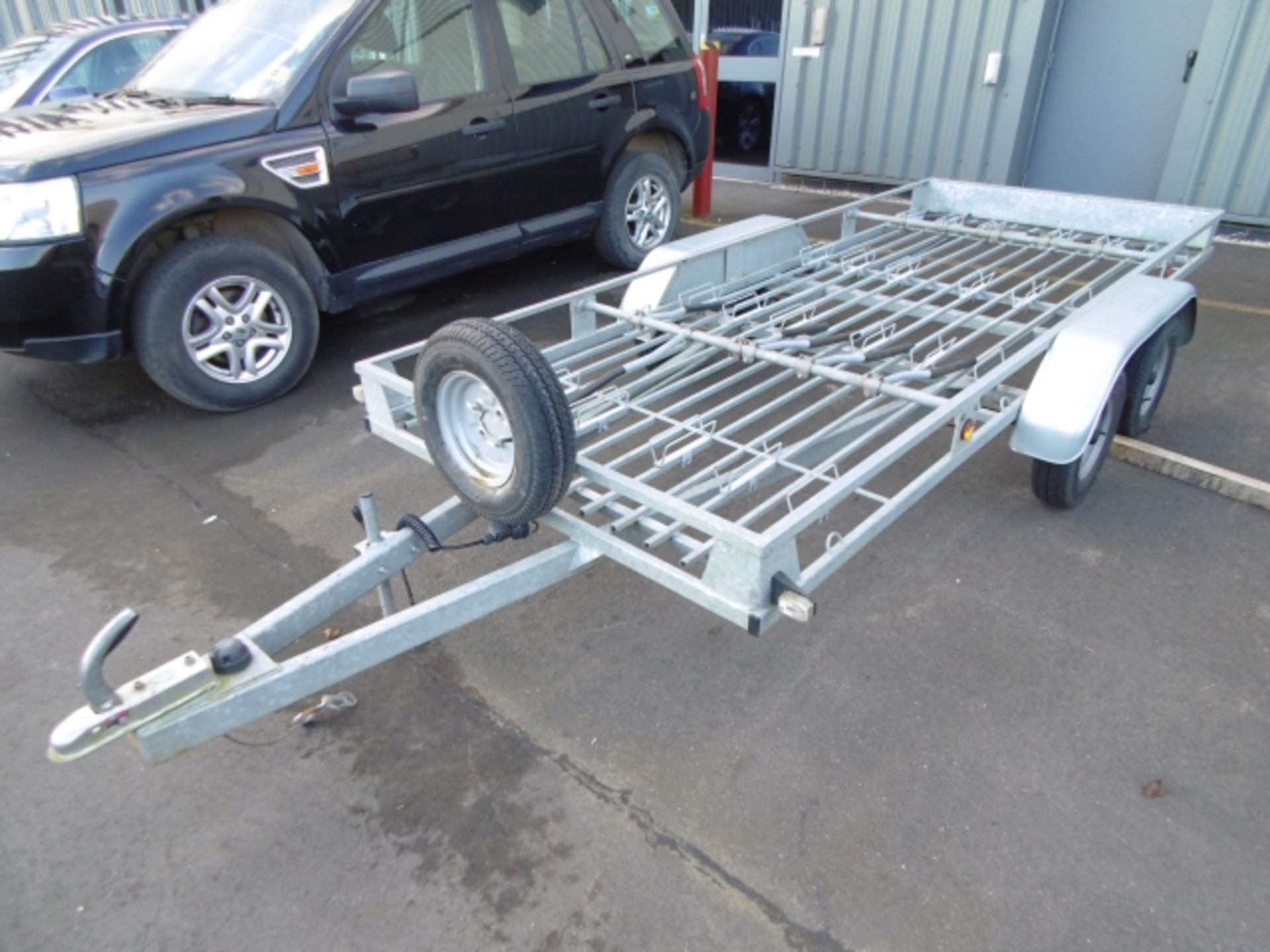 Galvanised Twin Axle Bicycle Trailer with 12 Spaces; Overall 3700 x 1450 mm Frame; with Ball