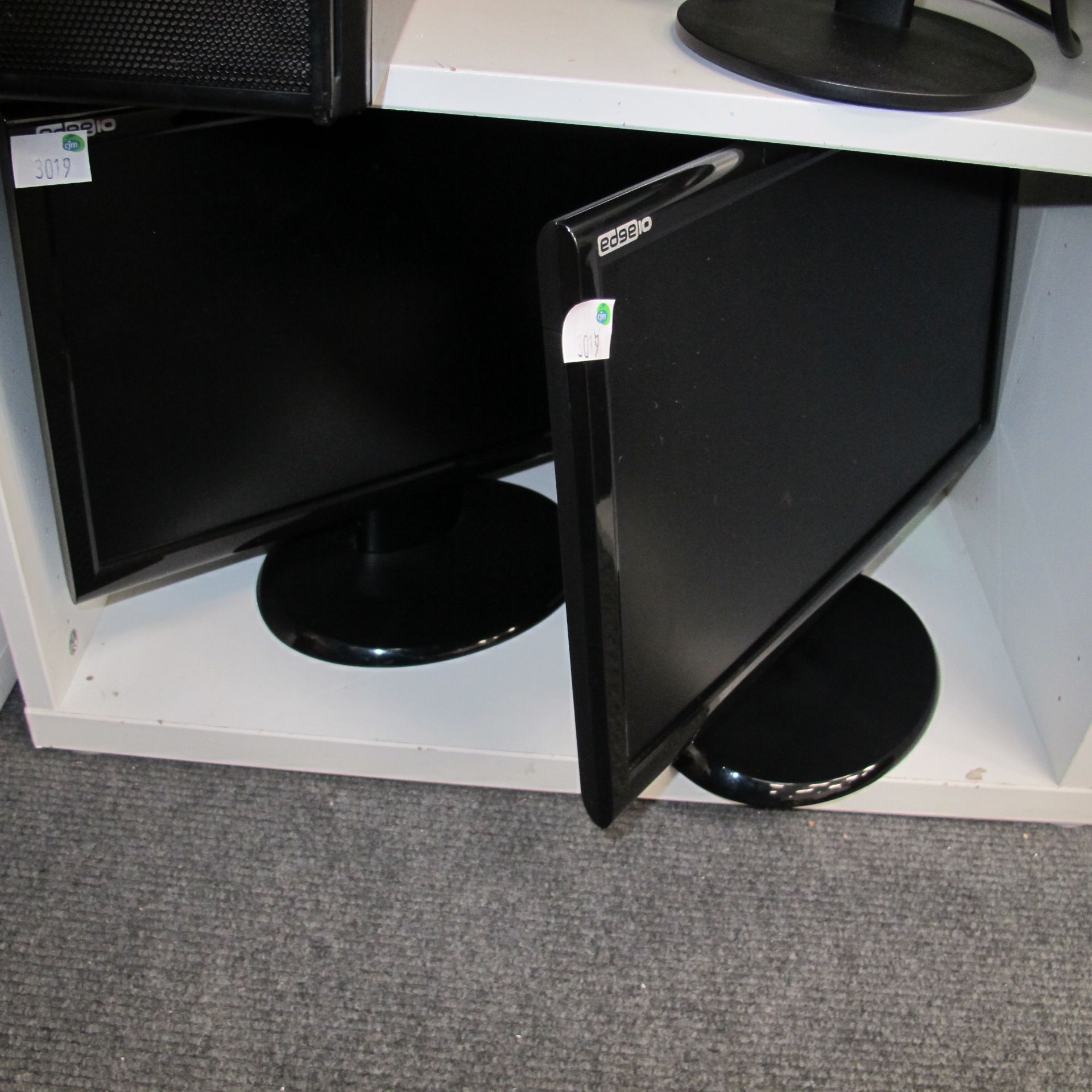 * A lot to include four Edge 10 18'' Monitors, Also includes a large quantity of computer wiring