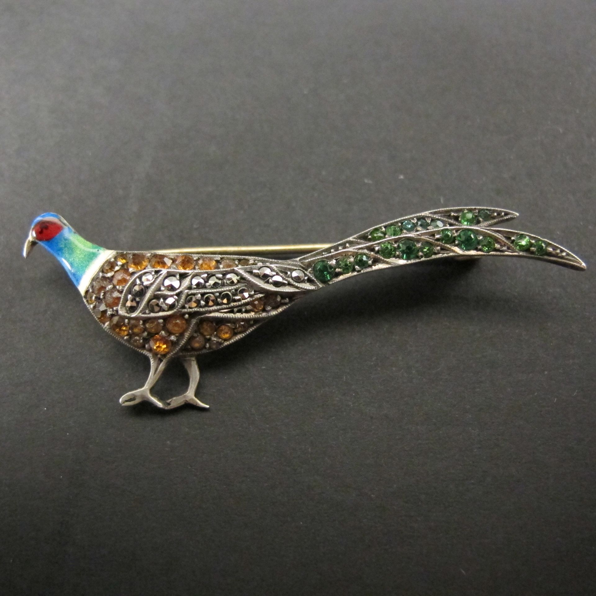 Vintage silver and enamel pheasant brooch (est £30-£60)