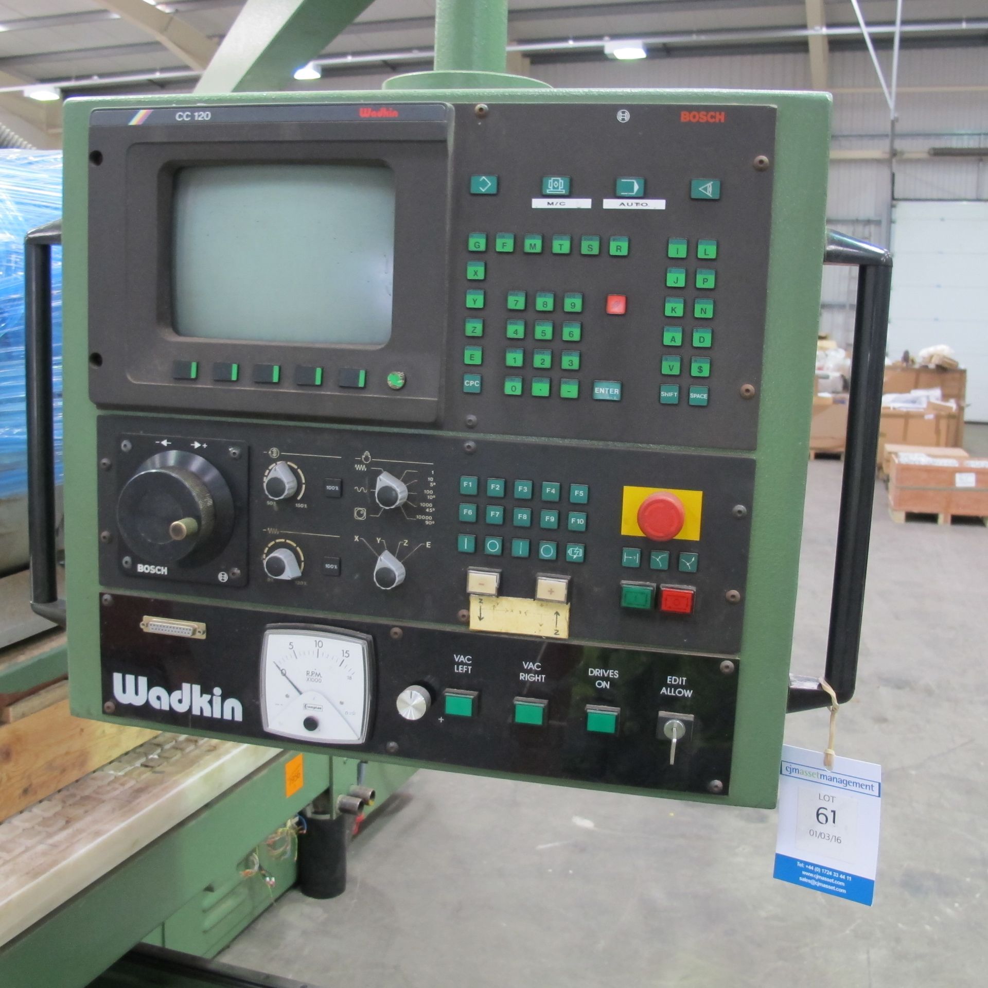 * 1992 Wadkin Type UXCL CNC Router; Bed Size 2800mm x 1350mm; Wadkin Bosch CC120 CNC Controls; 3 - Image 3 of 4
