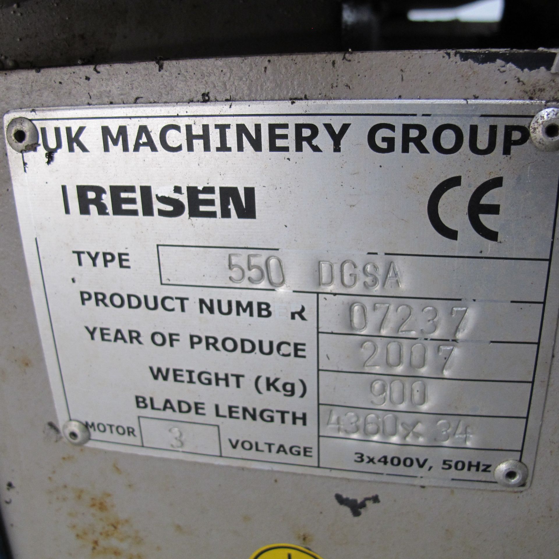 * 2007 Reisen Model 550 DGSA Semi-Automatic Double Mitre Bandsaw; hydraulic vice; cuts 350mm - Image 5 of 6