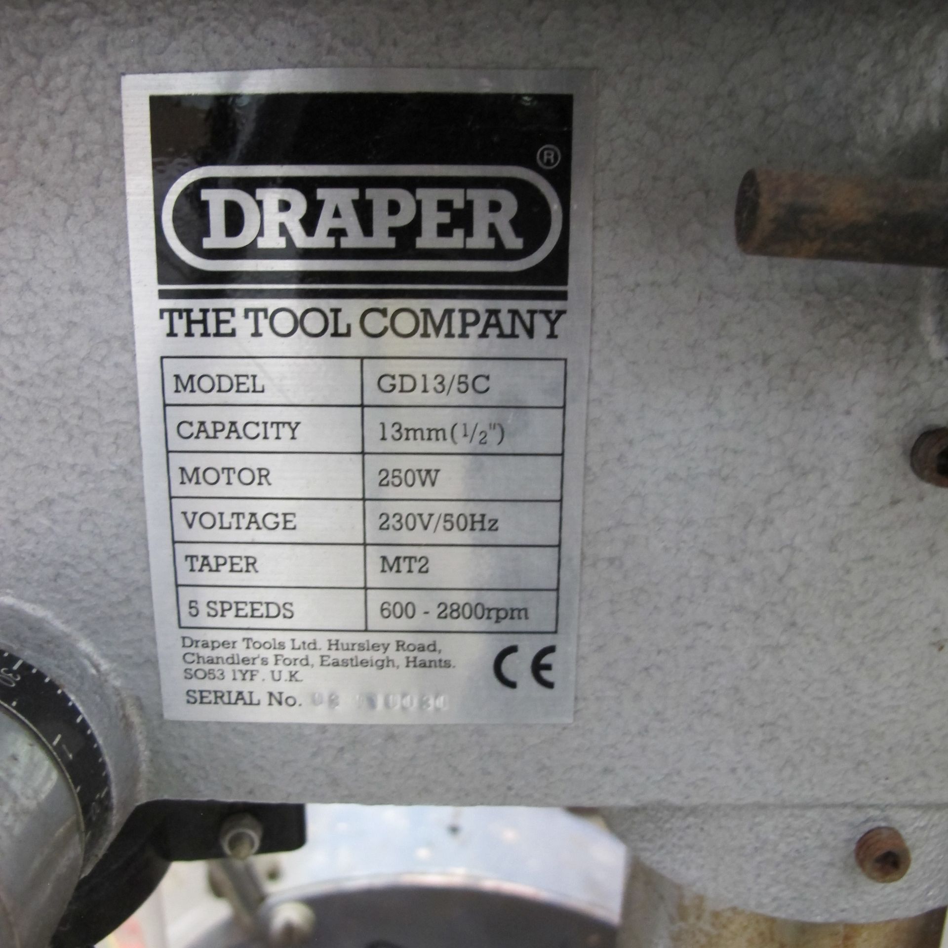 A Draper 240V GD13/5C Bench Pillar Drill - Image 2 of 2