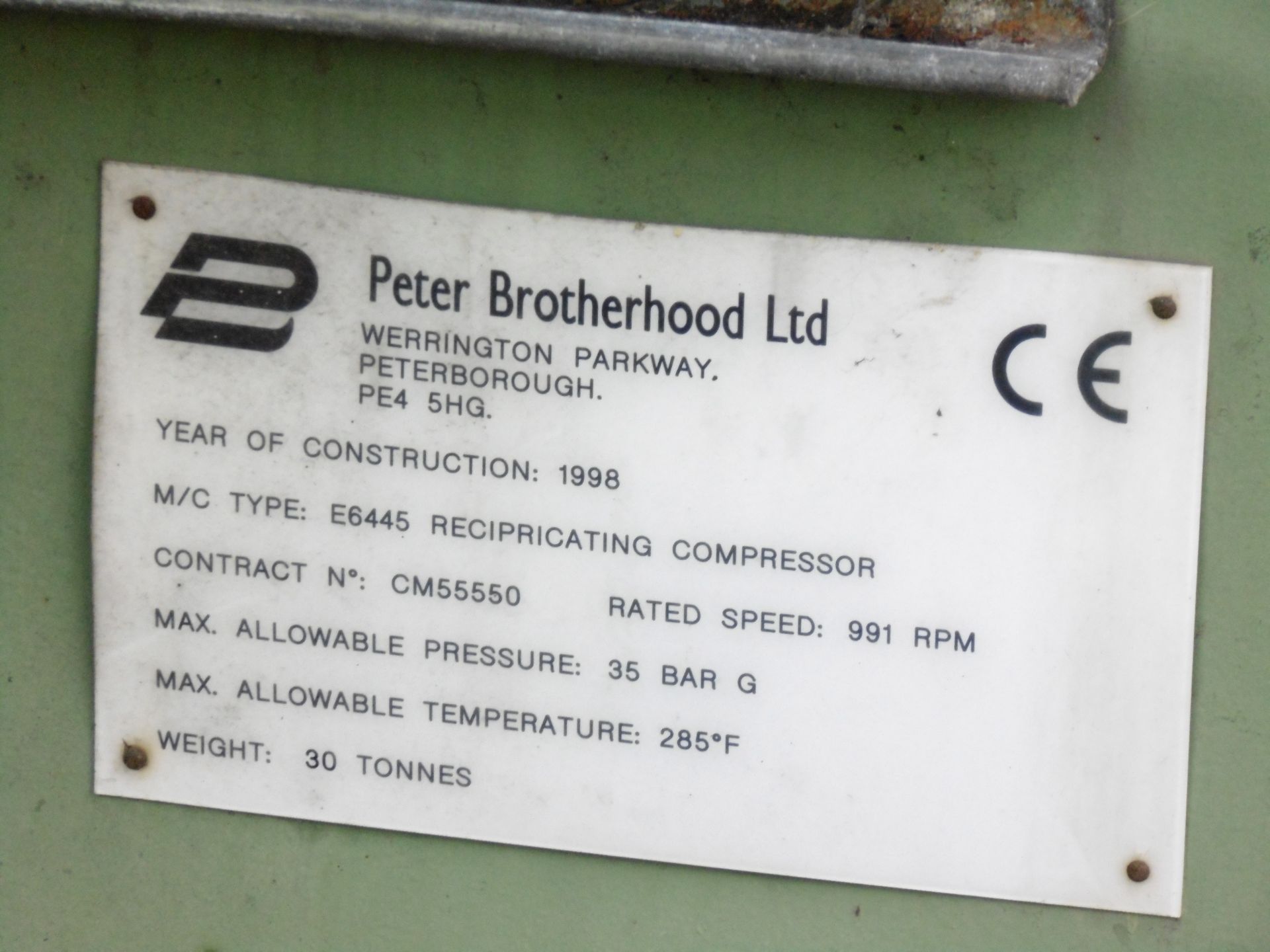 * 2 x 1998 Peter Brotherhood Ltd Type E6445 Reciprocating Gas Compressor Systems, rated speed - Image 2 of 7