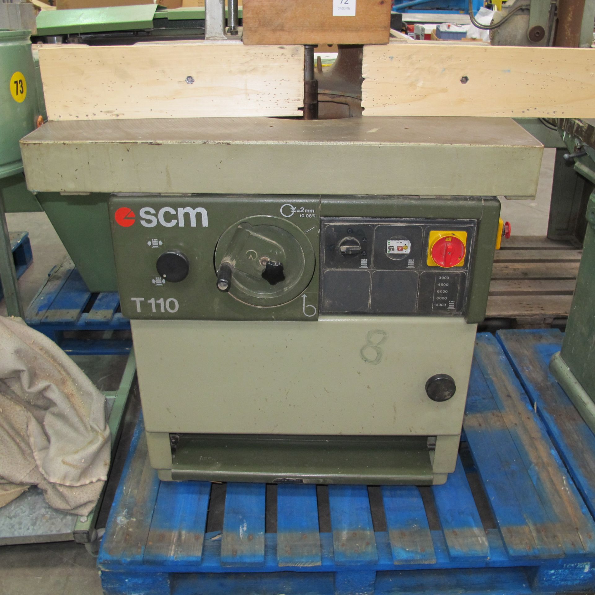 * An SCM T110A Spindle Moulder. Please note there is a £10 + VAT Lift Out Fee on this lot