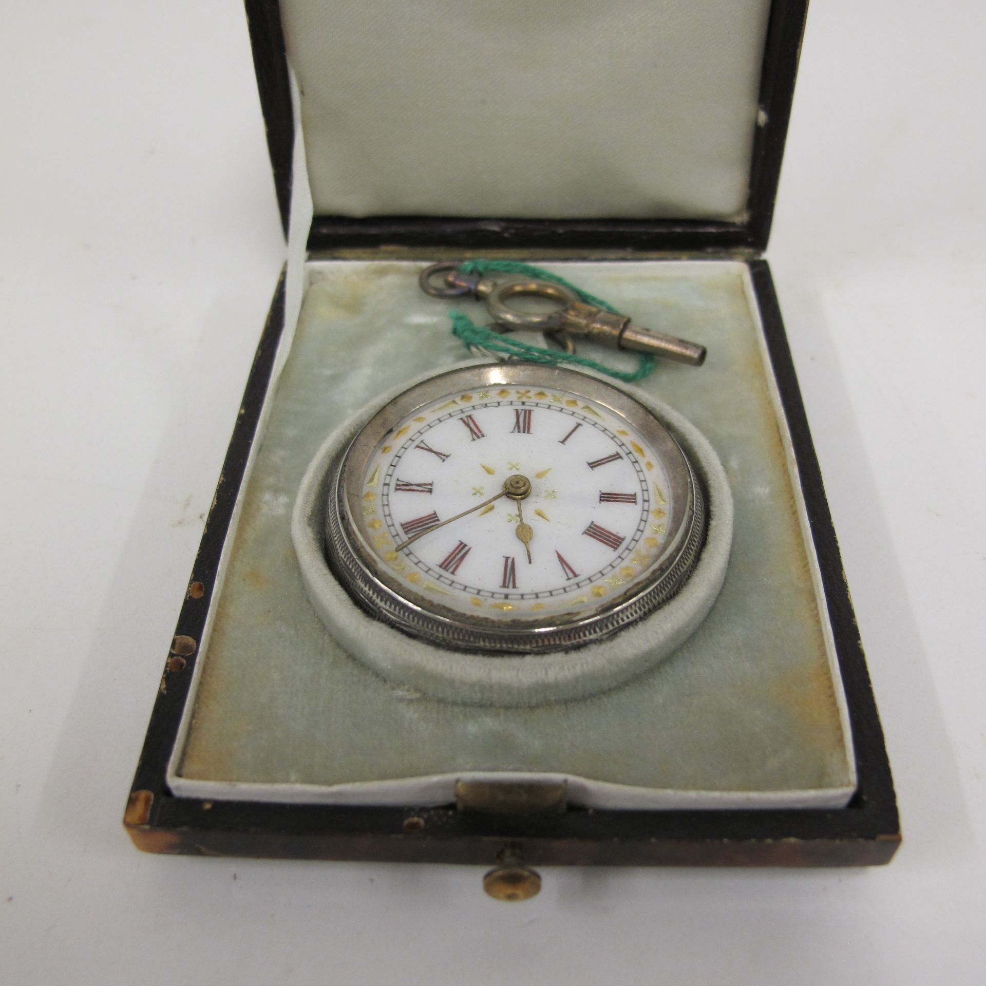 Antique Swiss Silver Fob Watch in a Tortoiseshell Antique Case (est £80-£120)