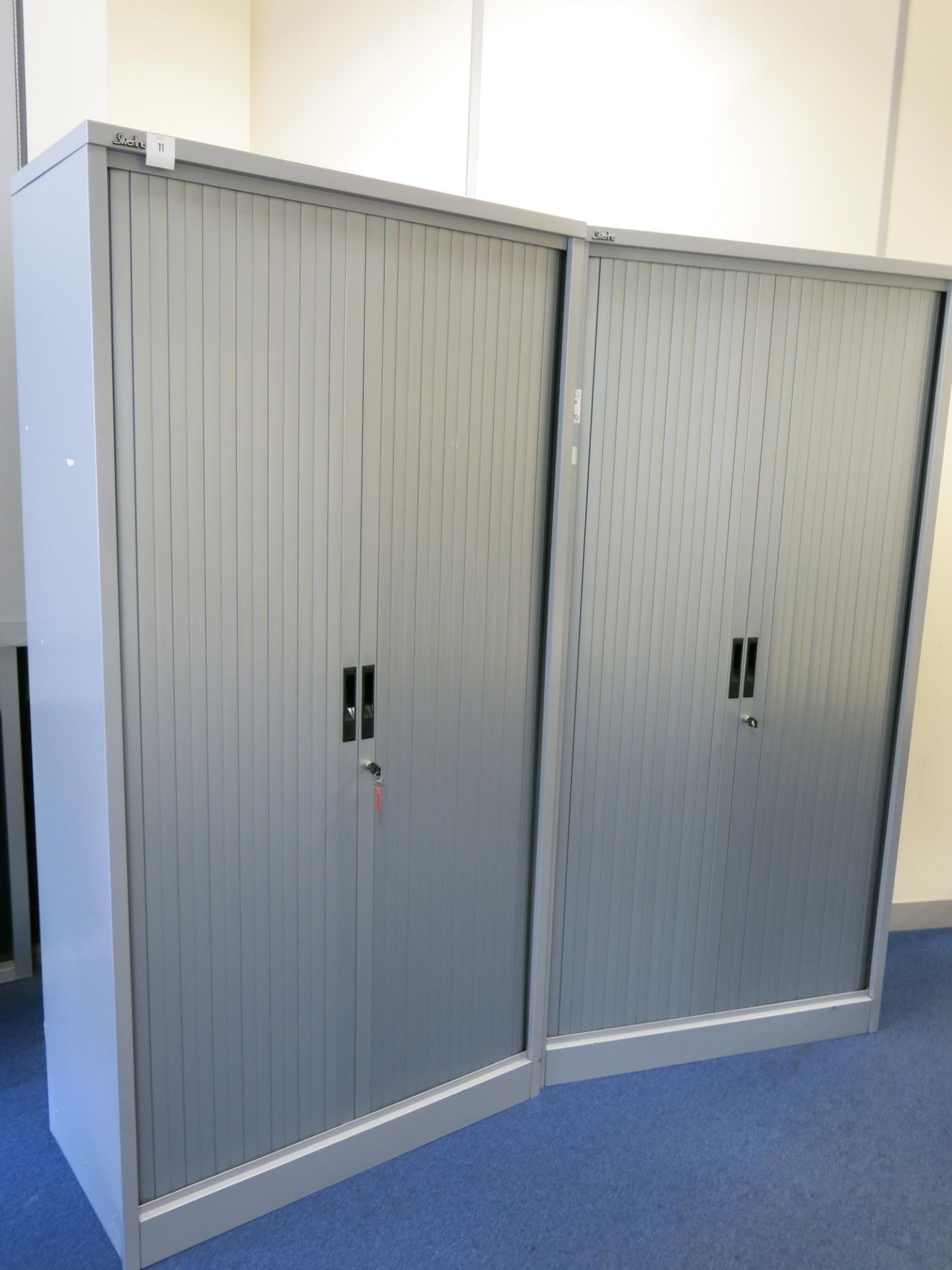 * 2 x Silverline Tambour fronted cabinets (2m high)