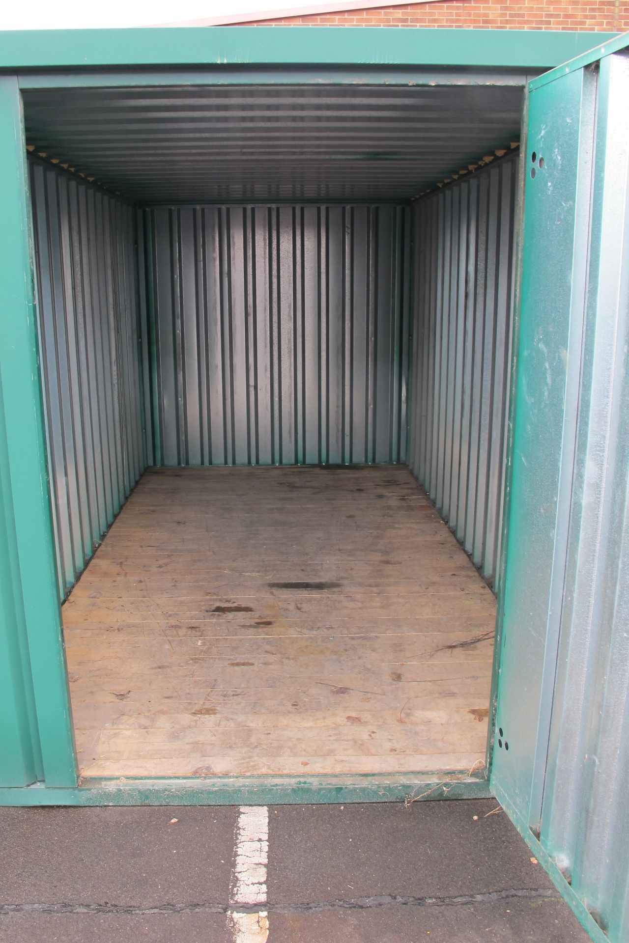 * Steel storage container with single door to the front c/w lifting points, wooden floor. H2.1m, - Image 5 of 6