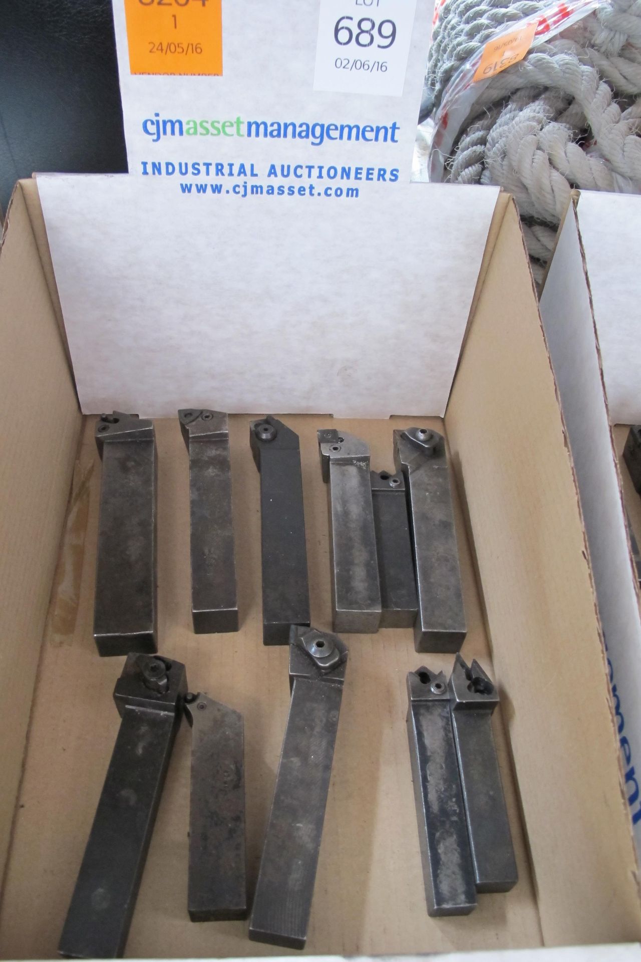 A box of tipped lathe tools & others