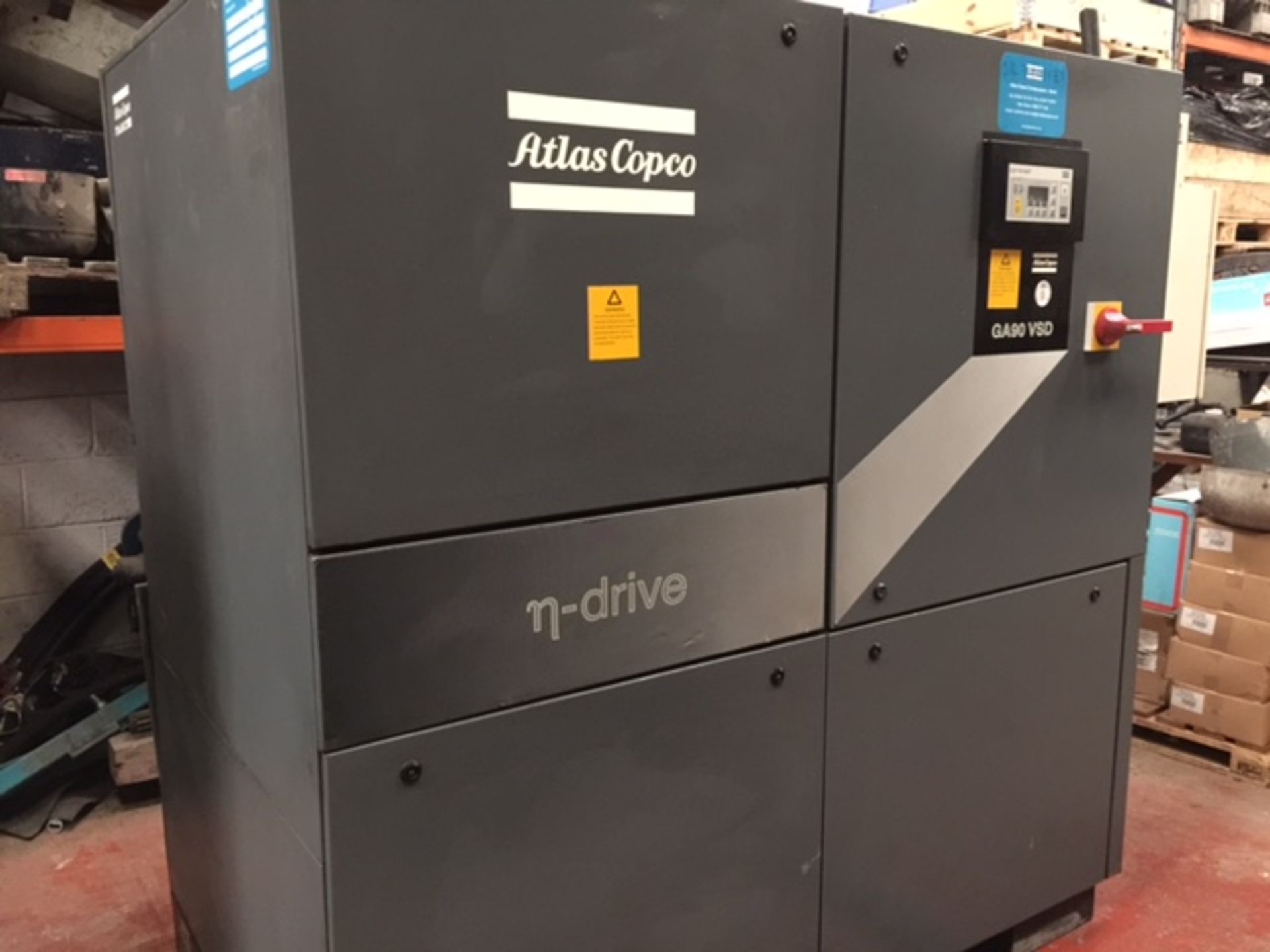 * 1998 Atlas Copco Model GA90 VSD Oil Injected Rotary Screw Compressor. Serial number AII490898, - Image 2 of 4