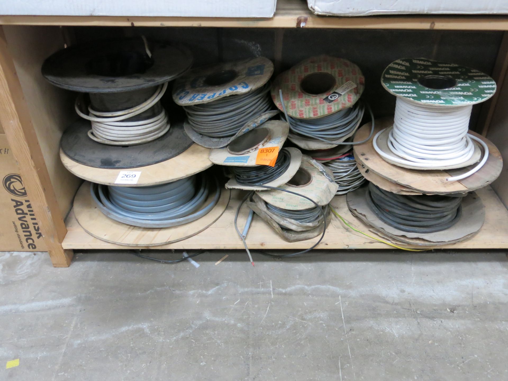 * 3 Shelves of assorted electric cables