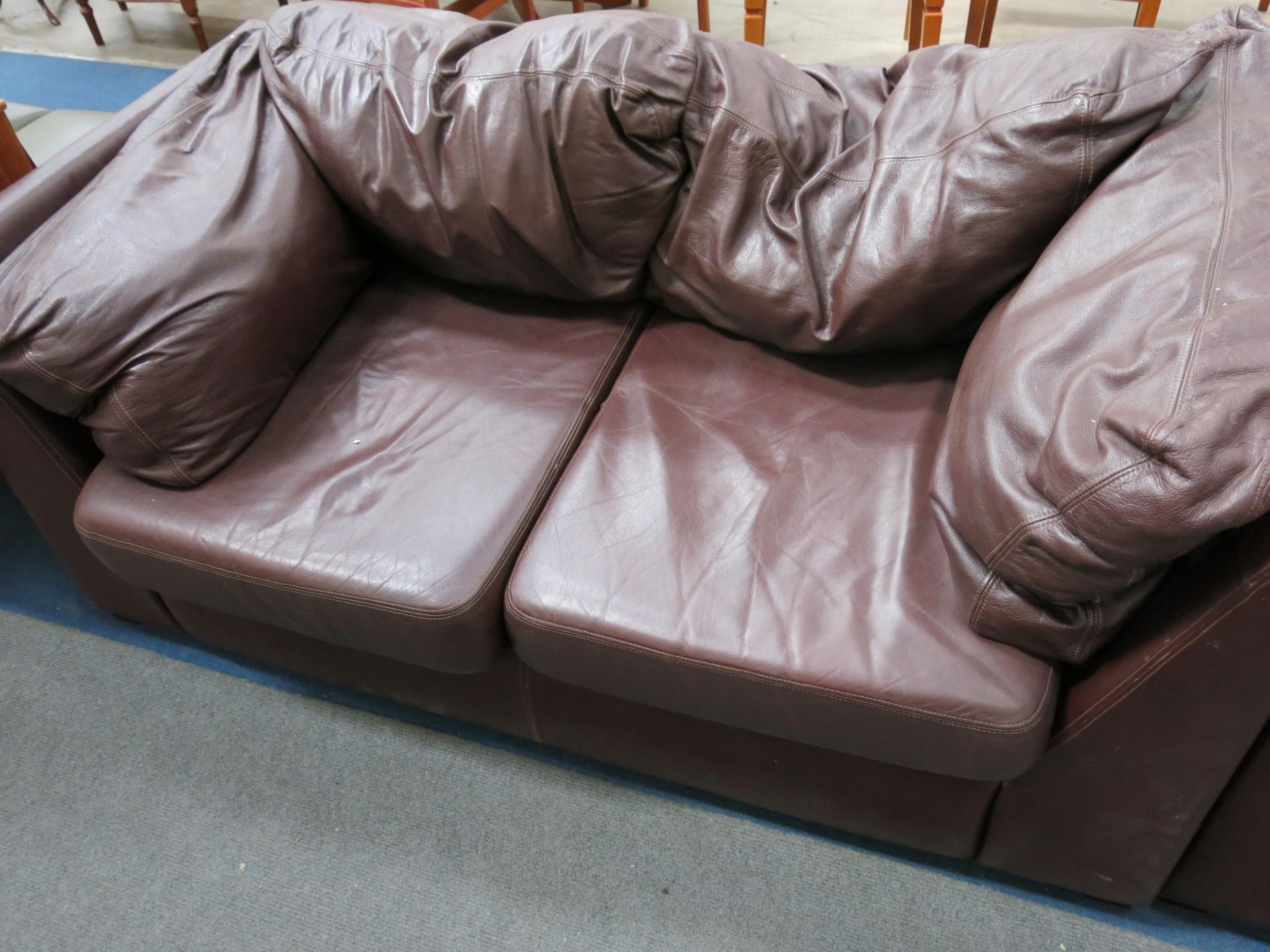 * Two brown leather two seater sofas, ex Costa Coffee (2) (est £100-£120) - Image 2 of 2