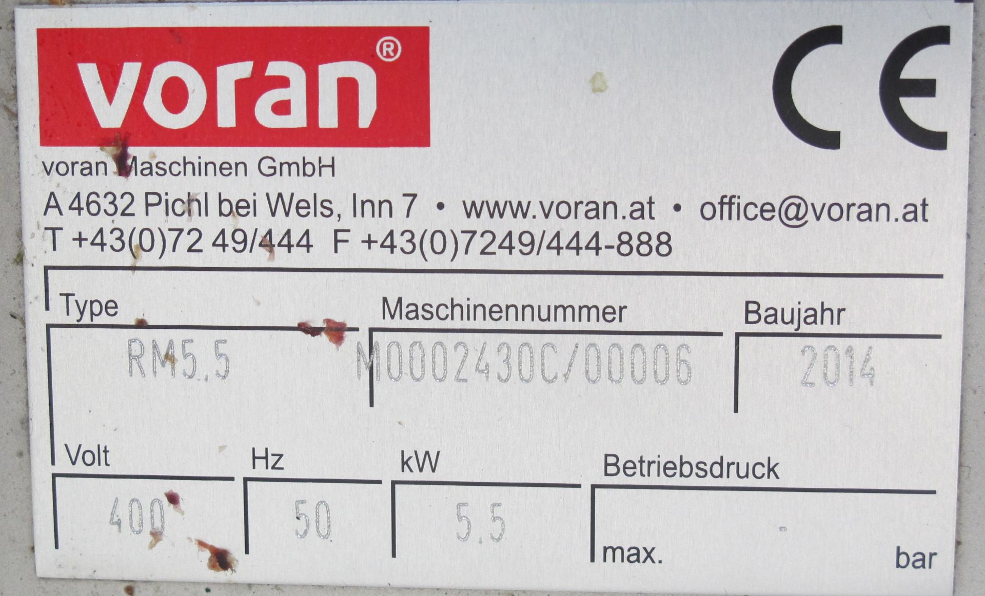 * Voran RM 5.5 Centrifugal Fruit Mill, year of manufacture 2014; 3PH; capacity 4,200 kg/hr; 3 - Image 4 of 7