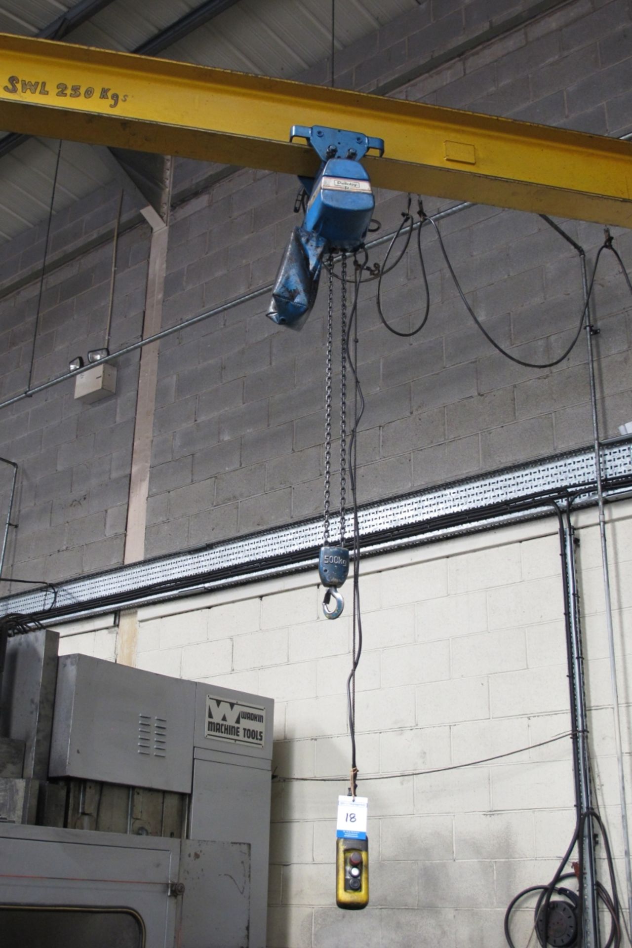 * Pelloby 500kg Electric Chain Hoist with Pendant Controls & another similar; c/w Magnetic Lifting