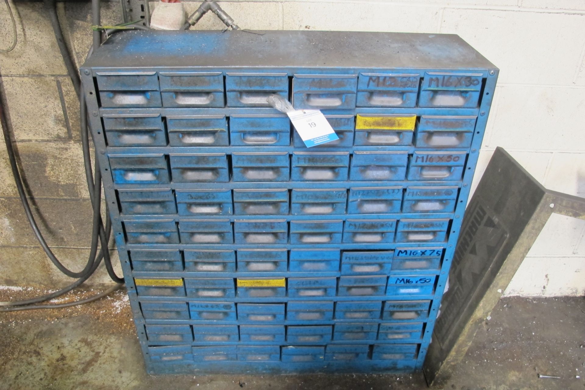 * Metal Sixty-Drawer Parts Cabinet & qty of Hardware. Please note there is a £5 + VAT Lift Out Fee - Image 2 of 2