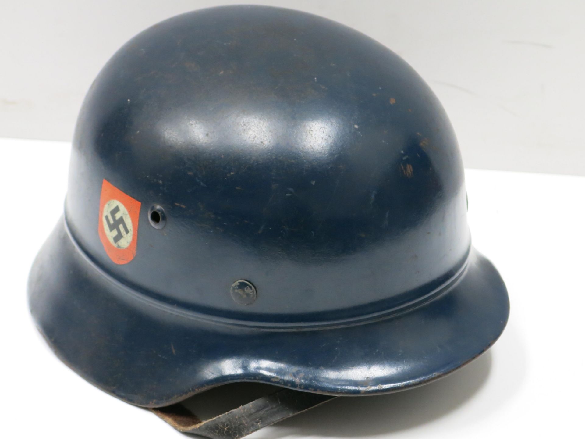 German WW2 Luftschutz police double decal helmet (est £160-£200)