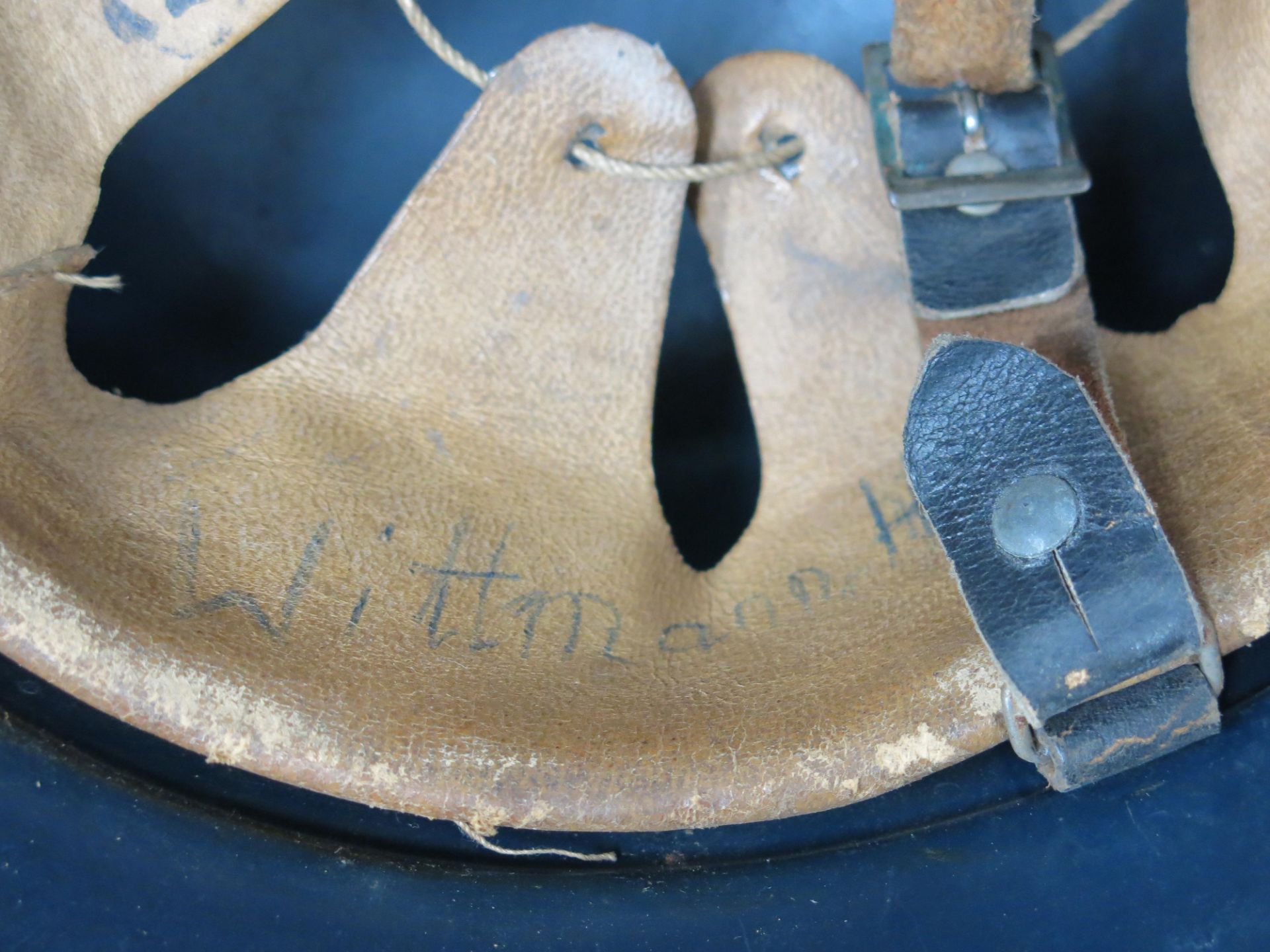 German WW2 Luftschutz police double decal helmet (est £160-£200) - Image 4 of 5